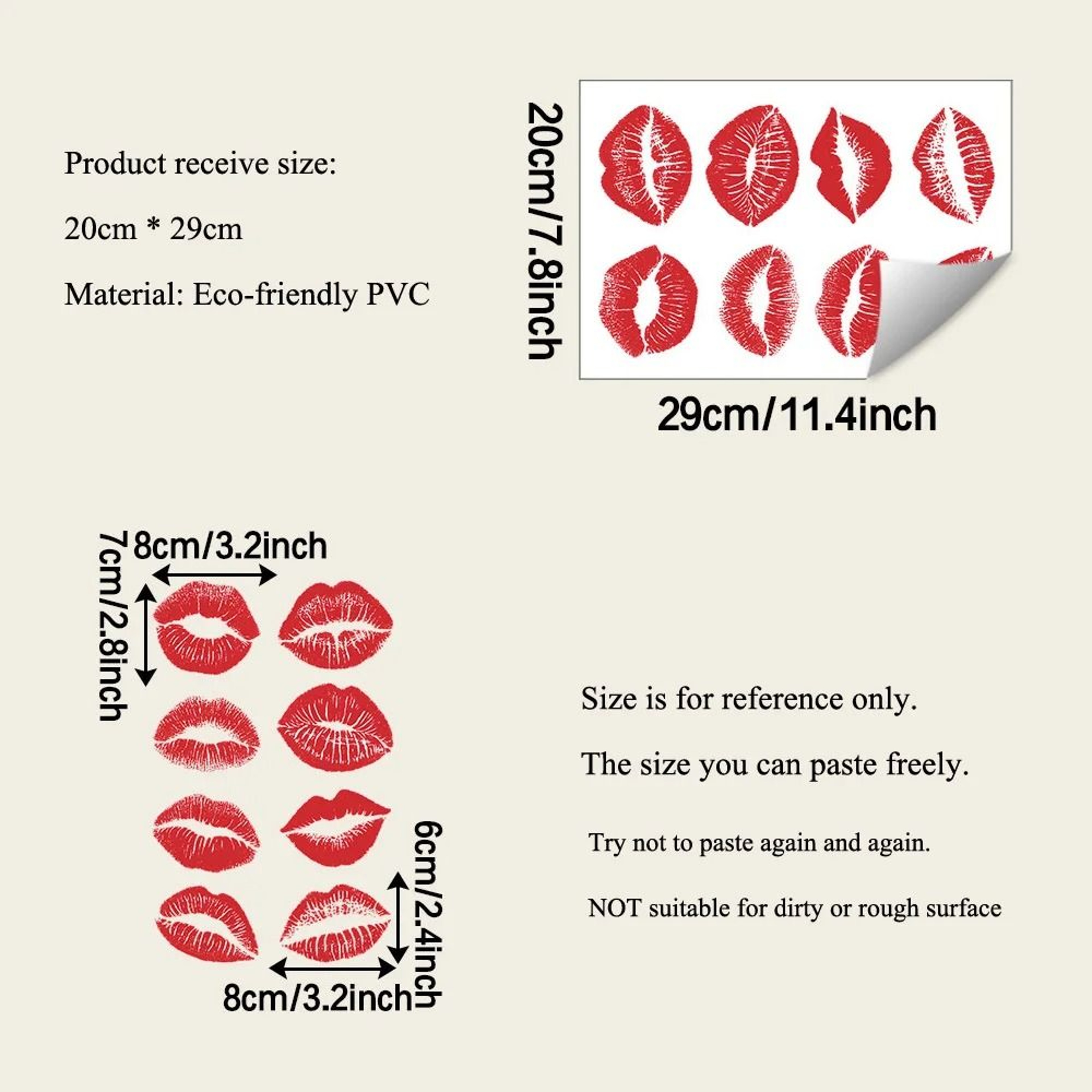 Personality Red Lip Print Wall Decals 1