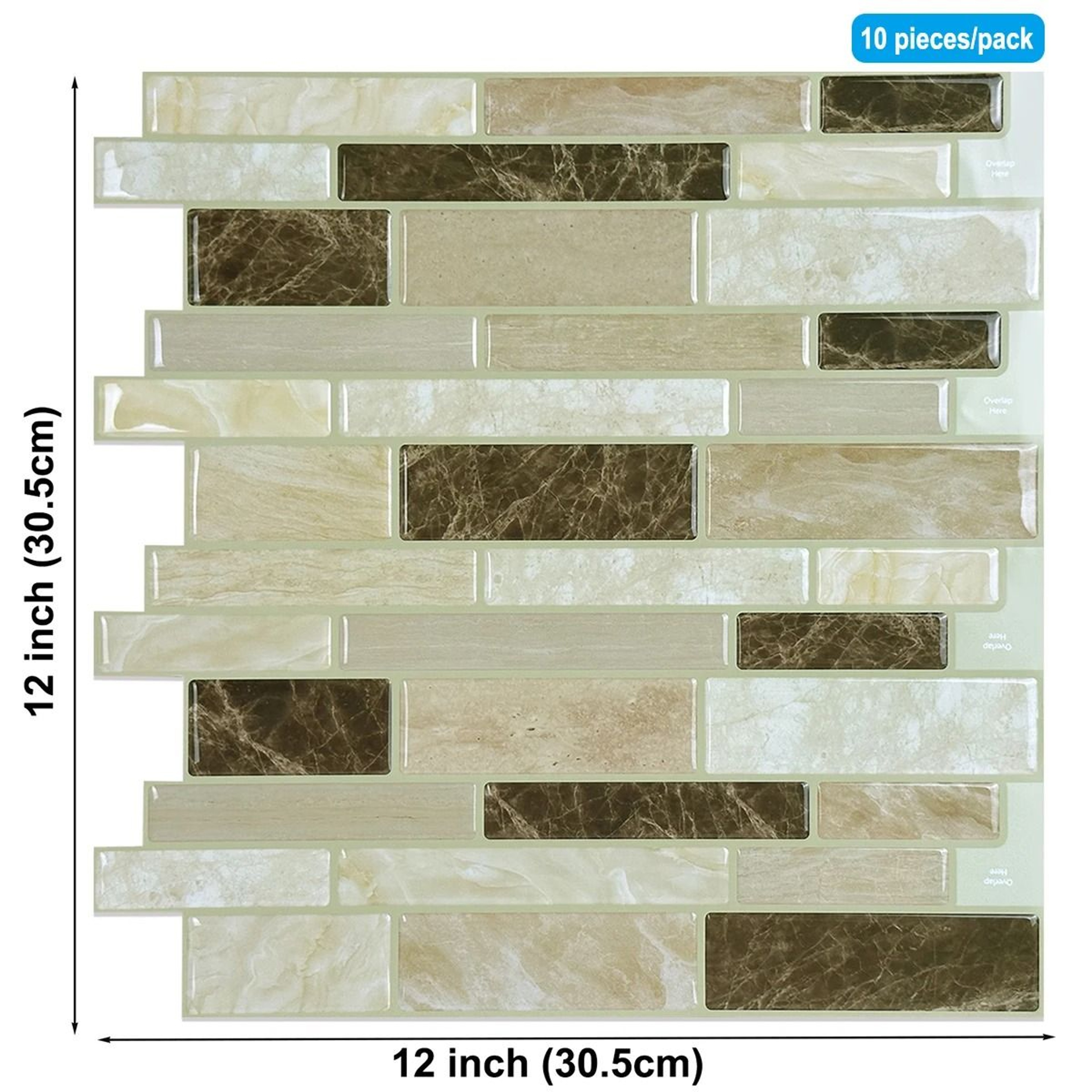 3D Waterproof Peel  Stick Kitchen Wall Tiles  10Piece Set 5