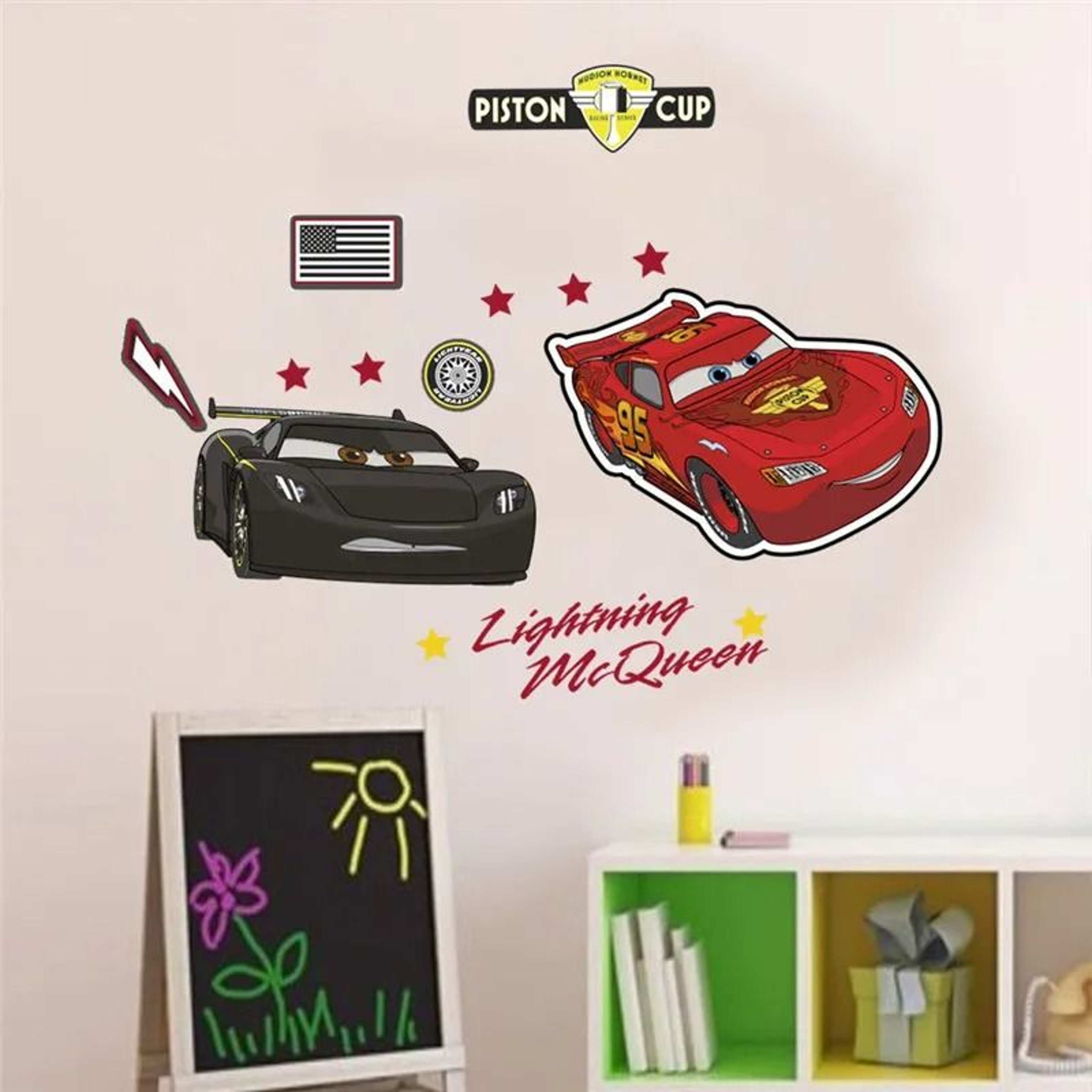 3D Lightning McQueen Mural  HighDefinition Cartoon Racing Wall Decals 13