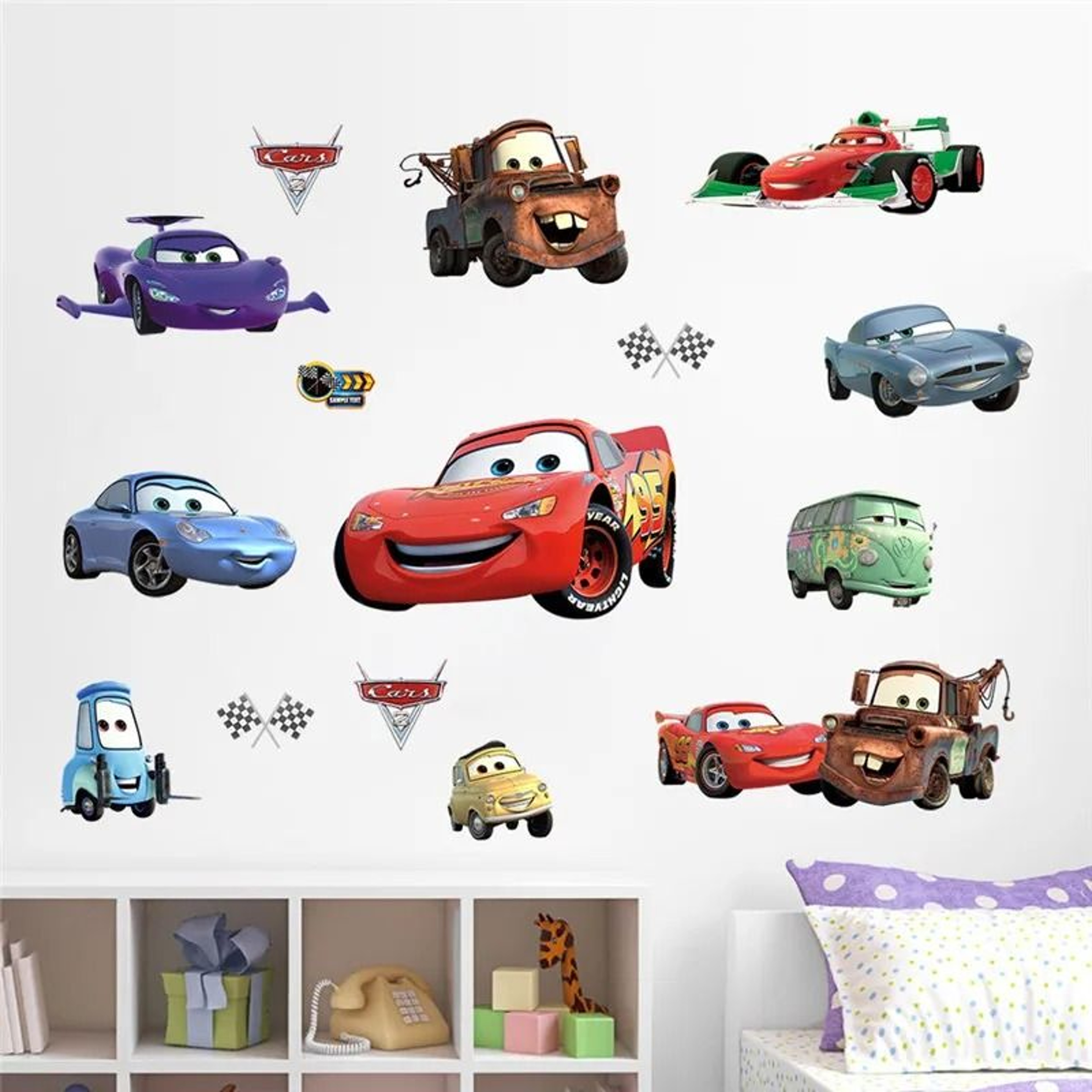 3D Lightning McQueen Mural  HighDefinition Cartoon Racing Wall Decals 19