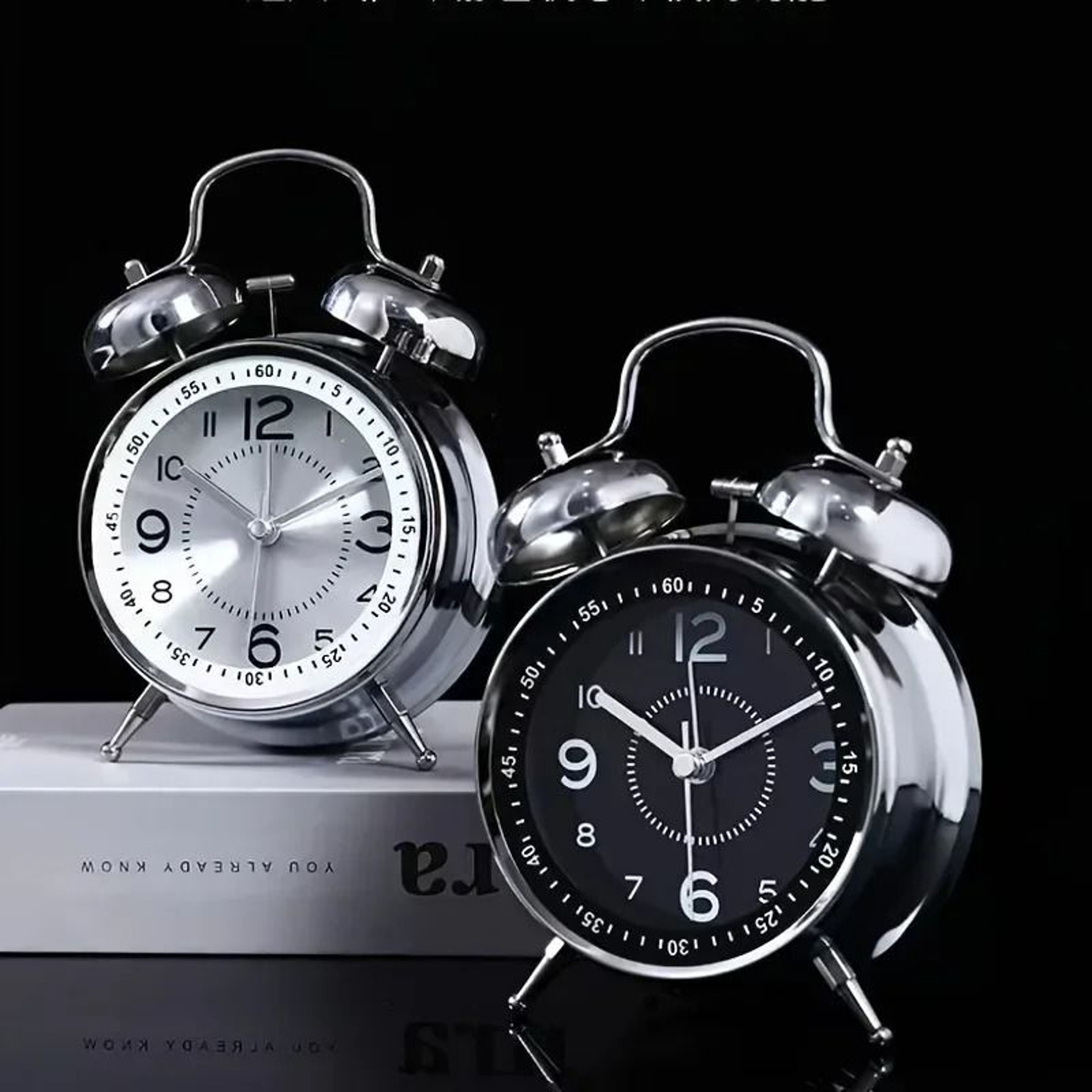 Twin Bell Night Light Alarm Clock  HighDefinition Chronometric Metal Sculpture 1