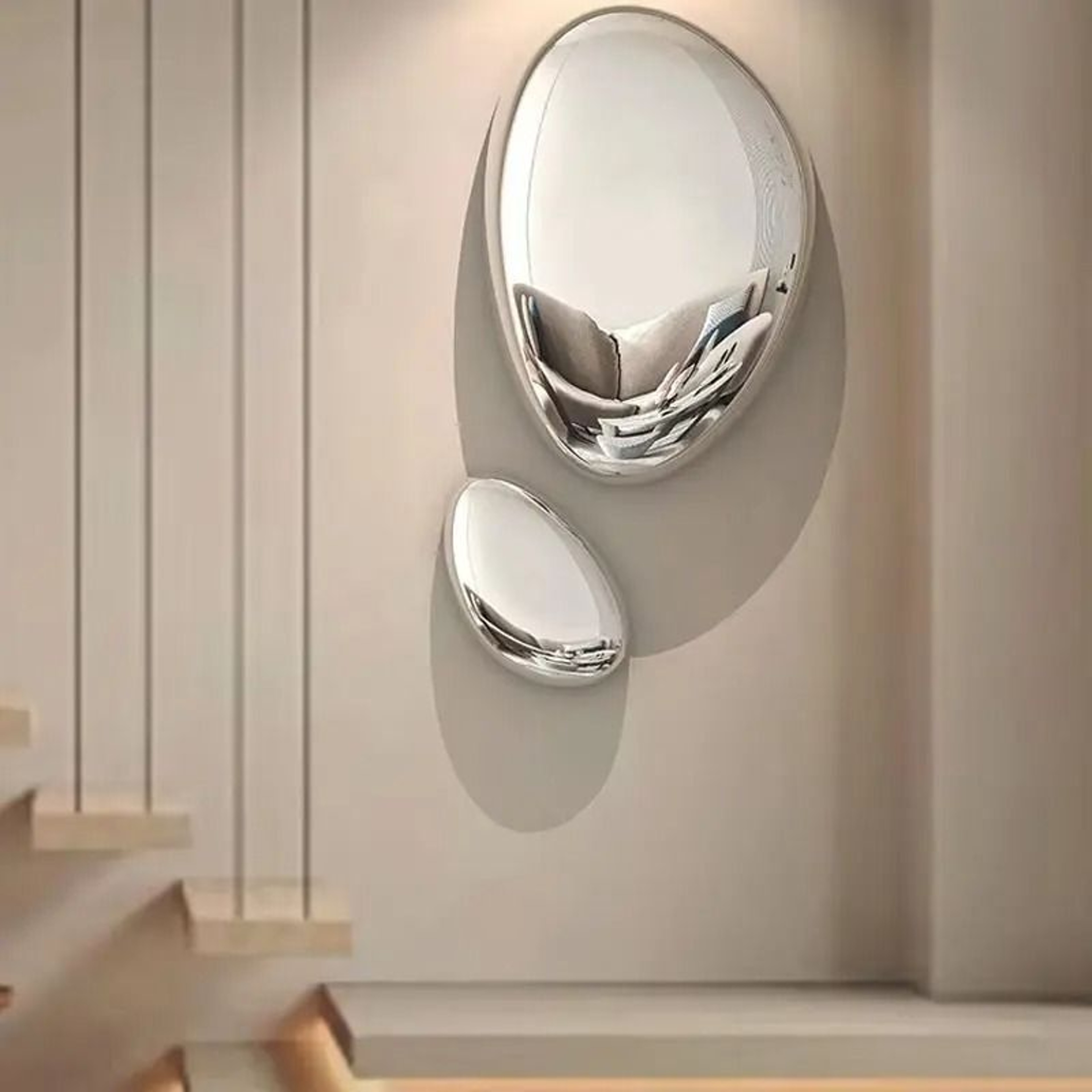 Aerodynamic Narrative Sculpture  HighDefinition Chrome Architectural Wall Panel 4