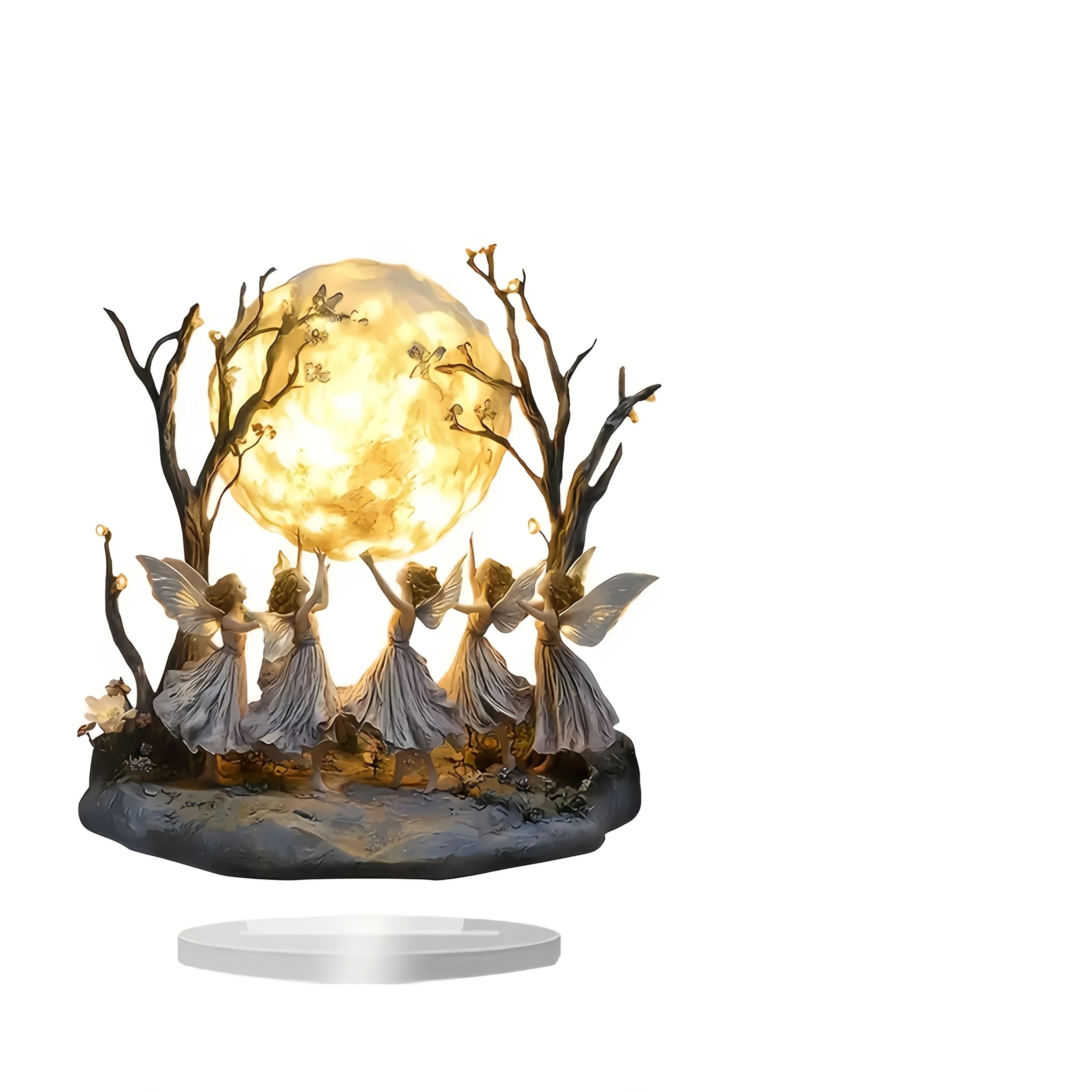 Celestial Narrative Sculpture  HighDefinition Moon Tree Elf Architectural Ornament 4
