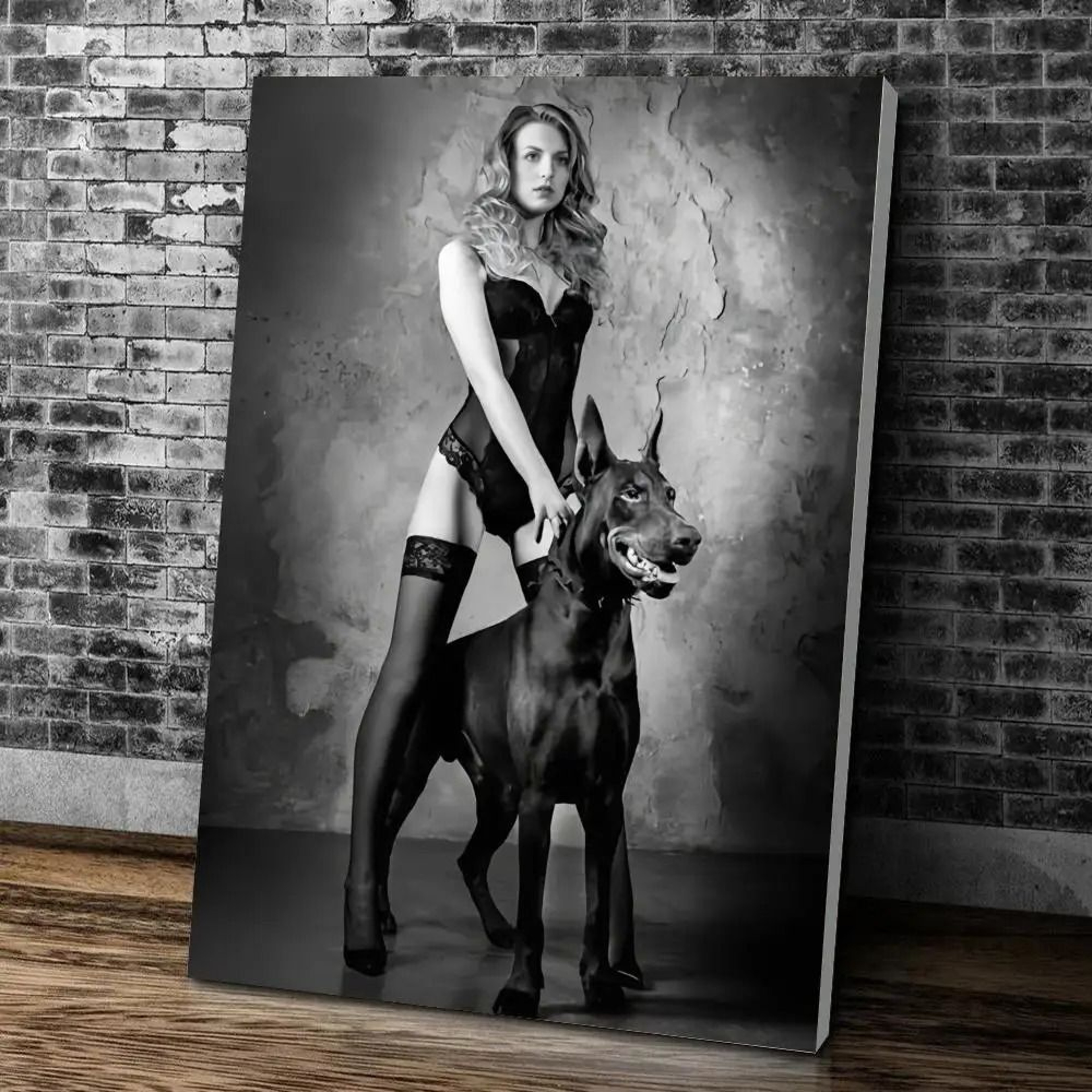 Canine Narrative Canvas  HighDefinition Doberman Architectural Art 14