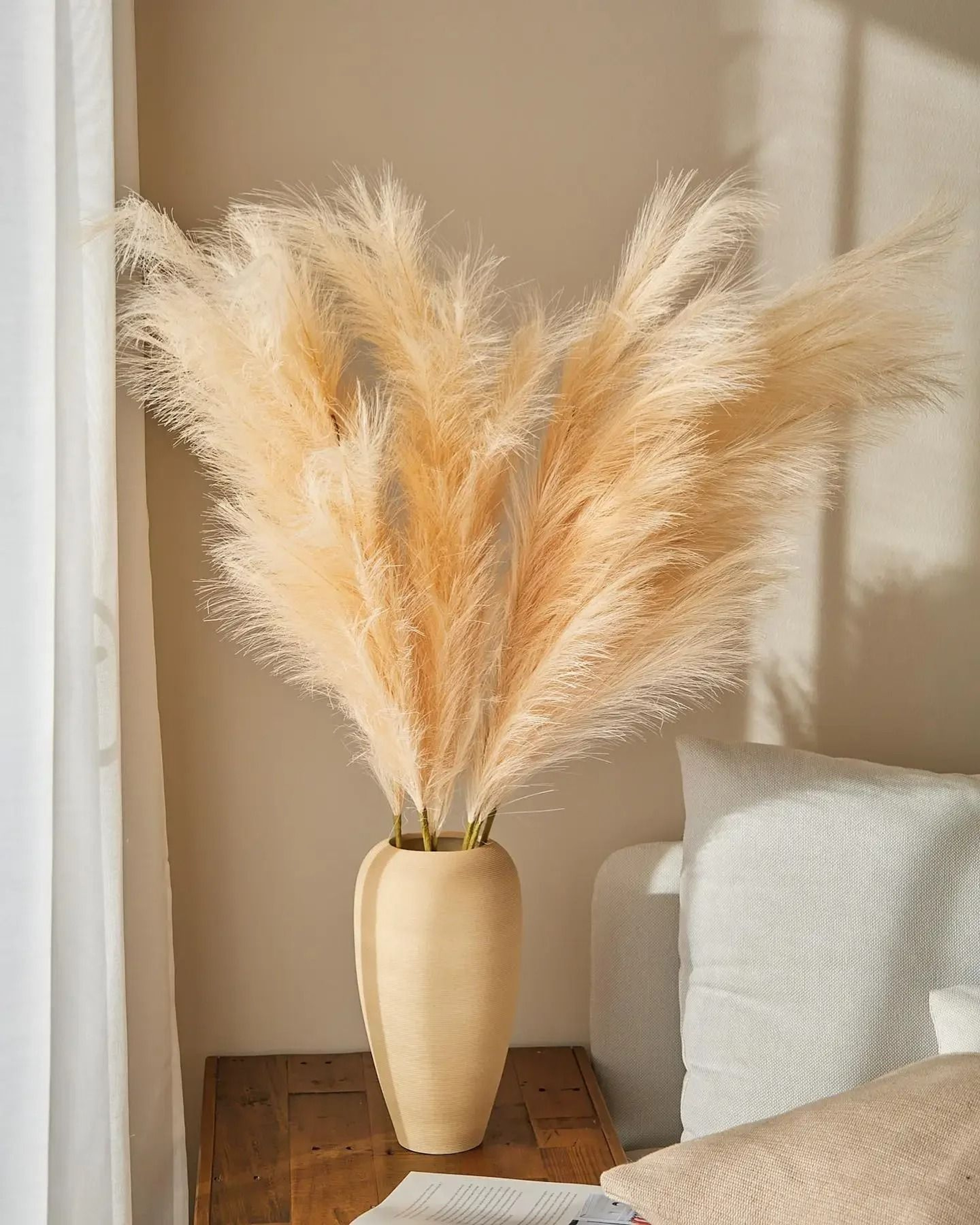 Tall Fluffy Artificial Pampas Grass 4Piece Set  Elegant Boho Home Decor For Floor Vases 5