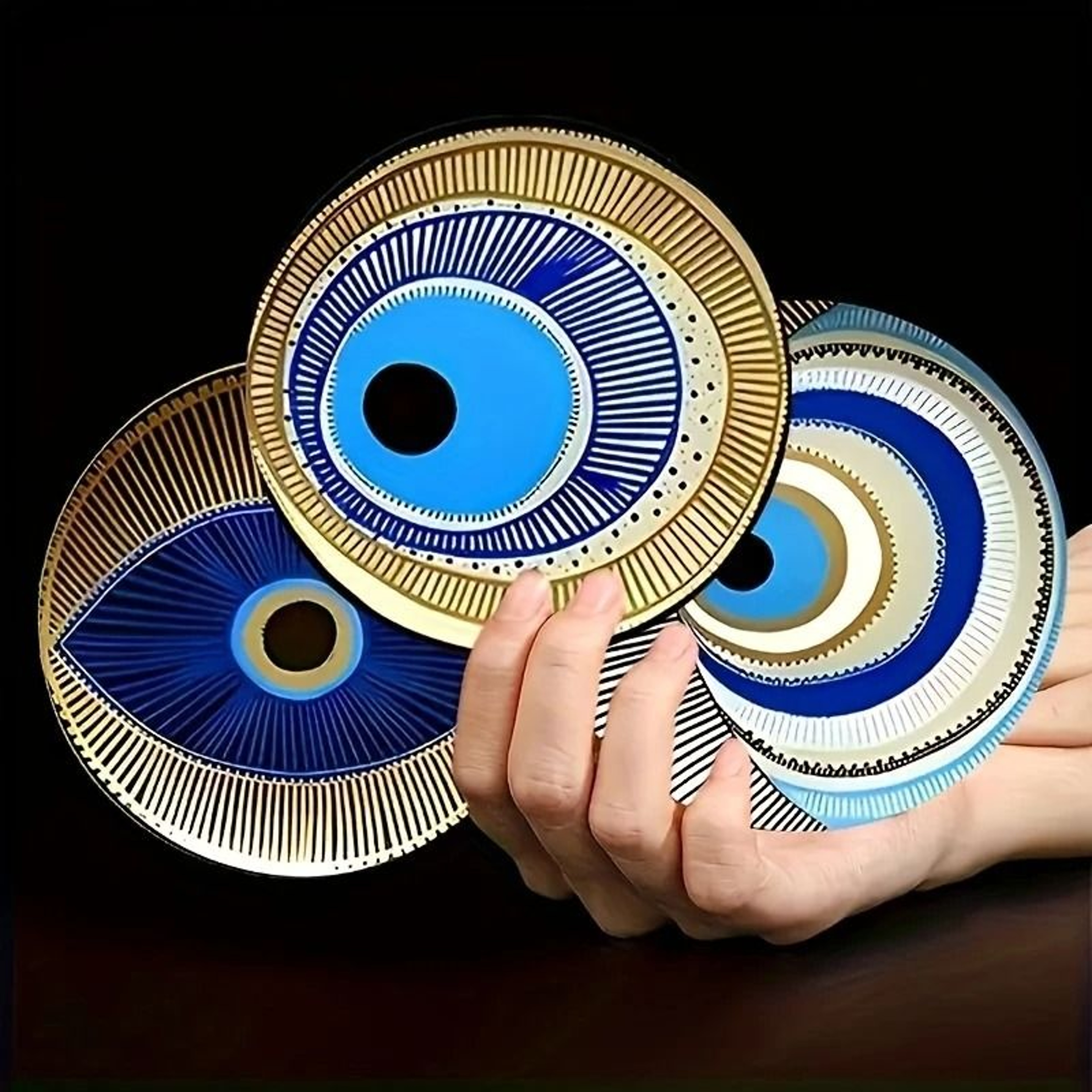 6Pack Wooden Coasters  4 In Evil Eye Theme Desktop Insulation Mats  Modern Coffee Mug Coasters And  3