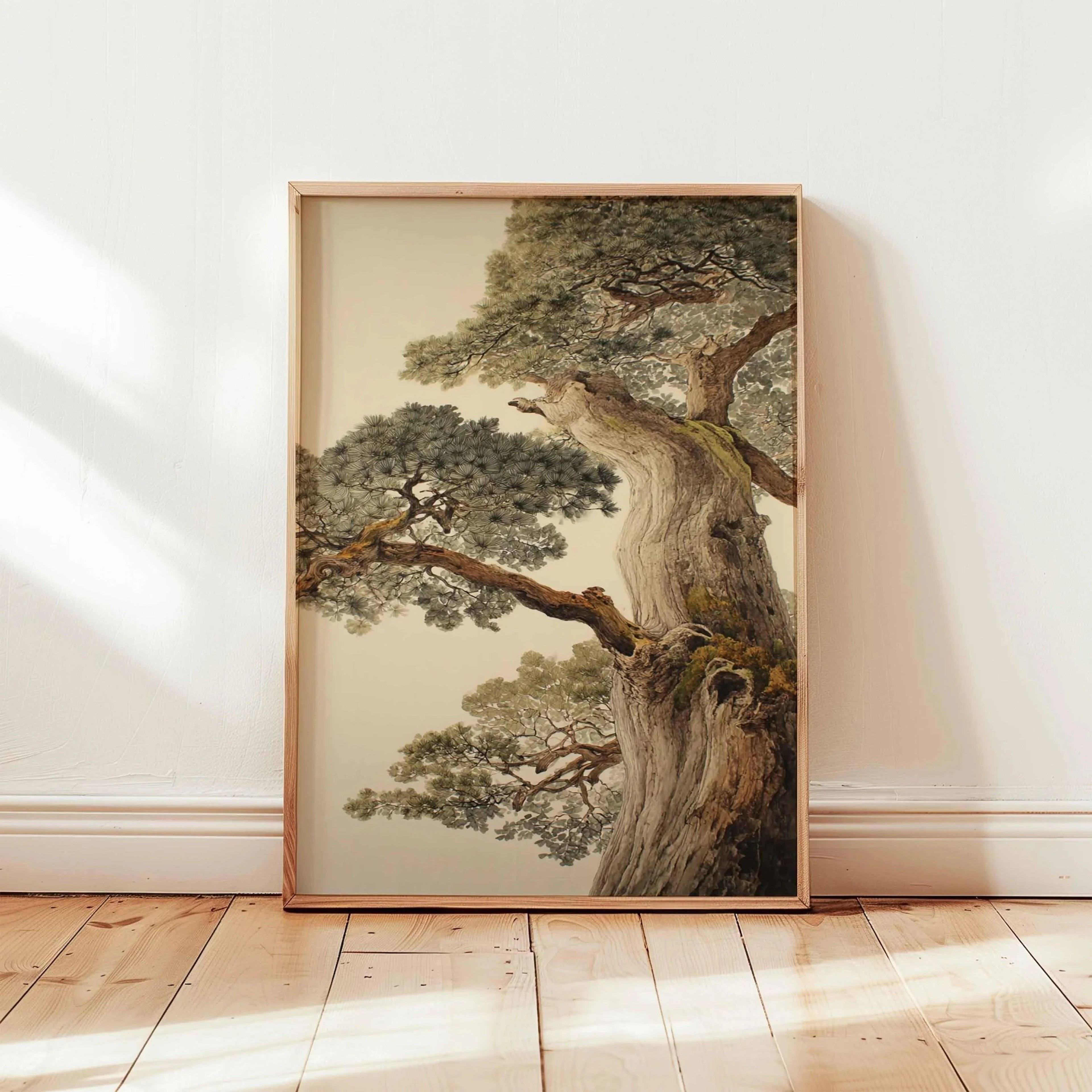 Ancient Pine Tree Wall Art  Japanese Zen Plant Decor  Oriental Nature Poster  Calm Forest Canvas Pa 8