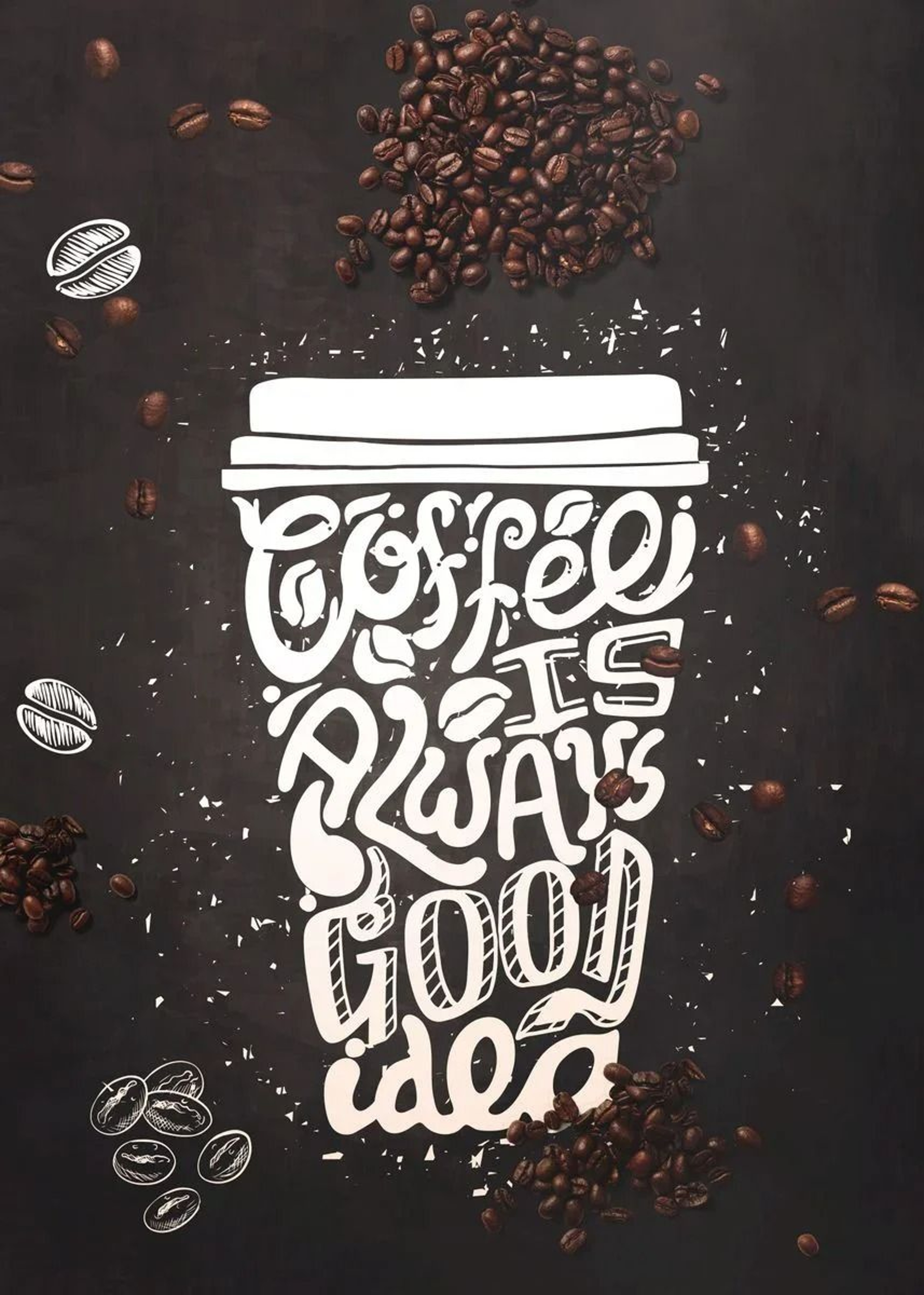 Coffee Cup Canvas Poster  Nordic Bakery  Cafe Prints  Vintage Chalkboard Kitchen Art For Restaurant 7