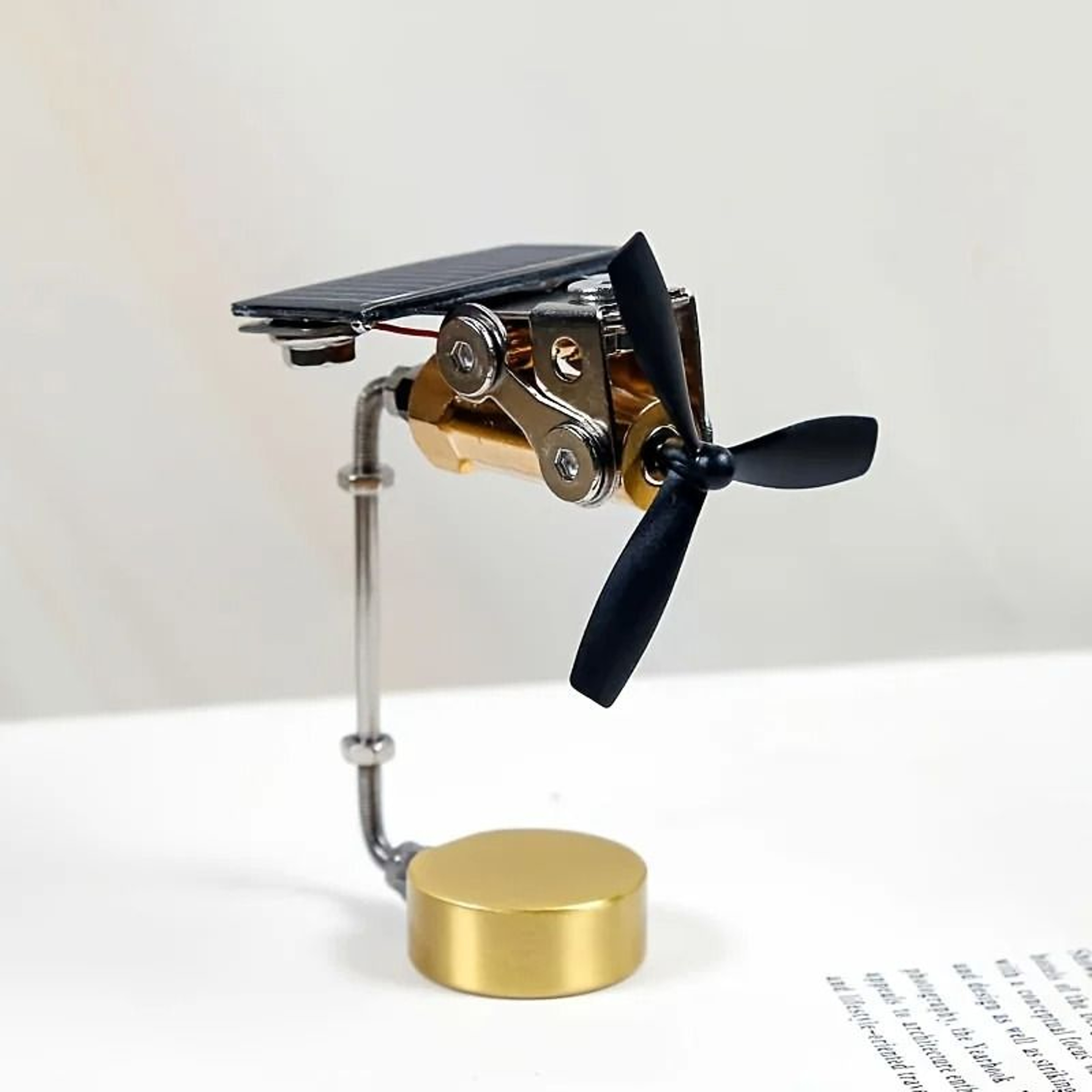 Solar Powered Copper Windmill  Educational STEM Science Toy  Kinetic Home  Car Desktop Decor 0