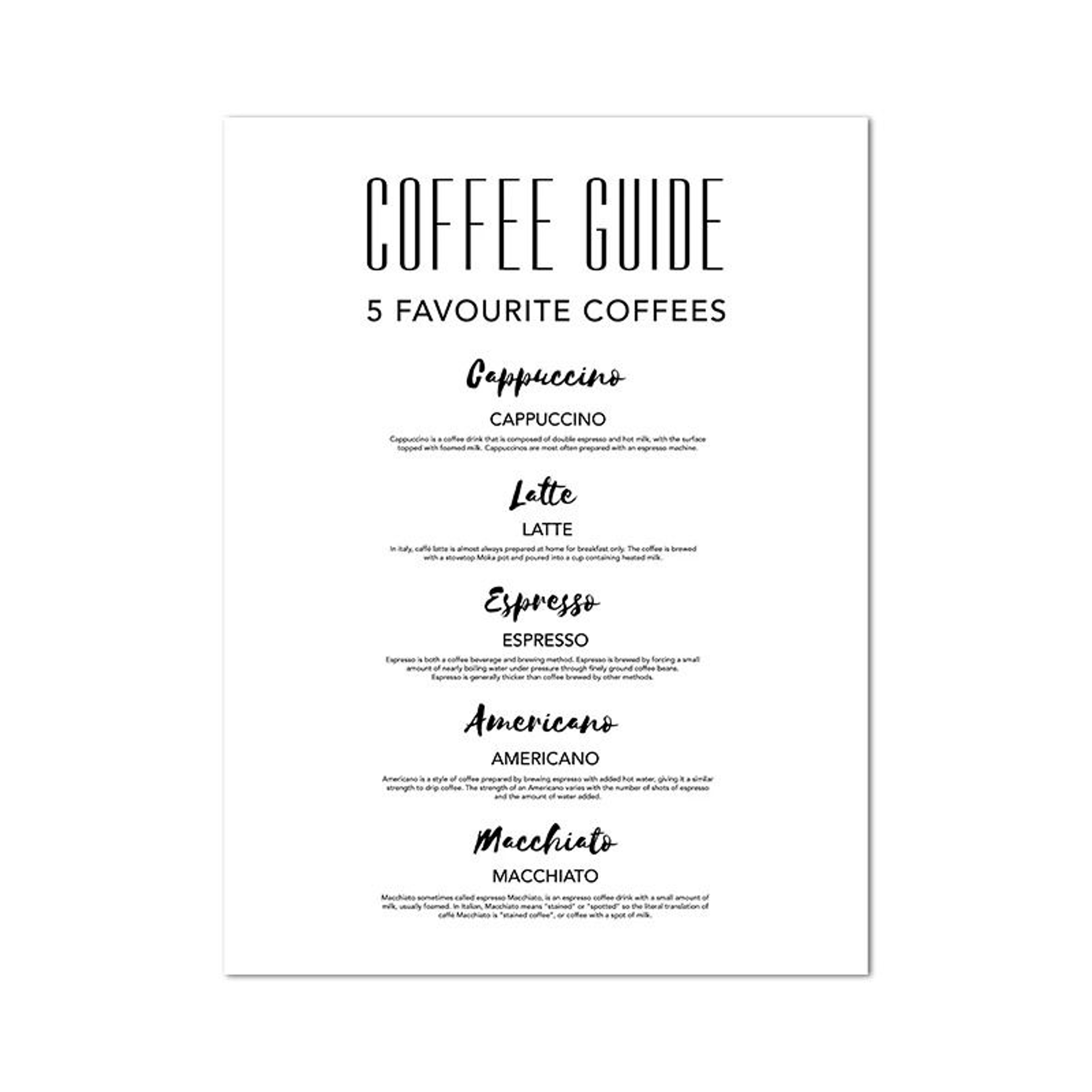 Coffee Guide Poster  Modern Cafe Shop Menu Prints  Nordic Coffee Culture Canvas Painting For Kitche 22