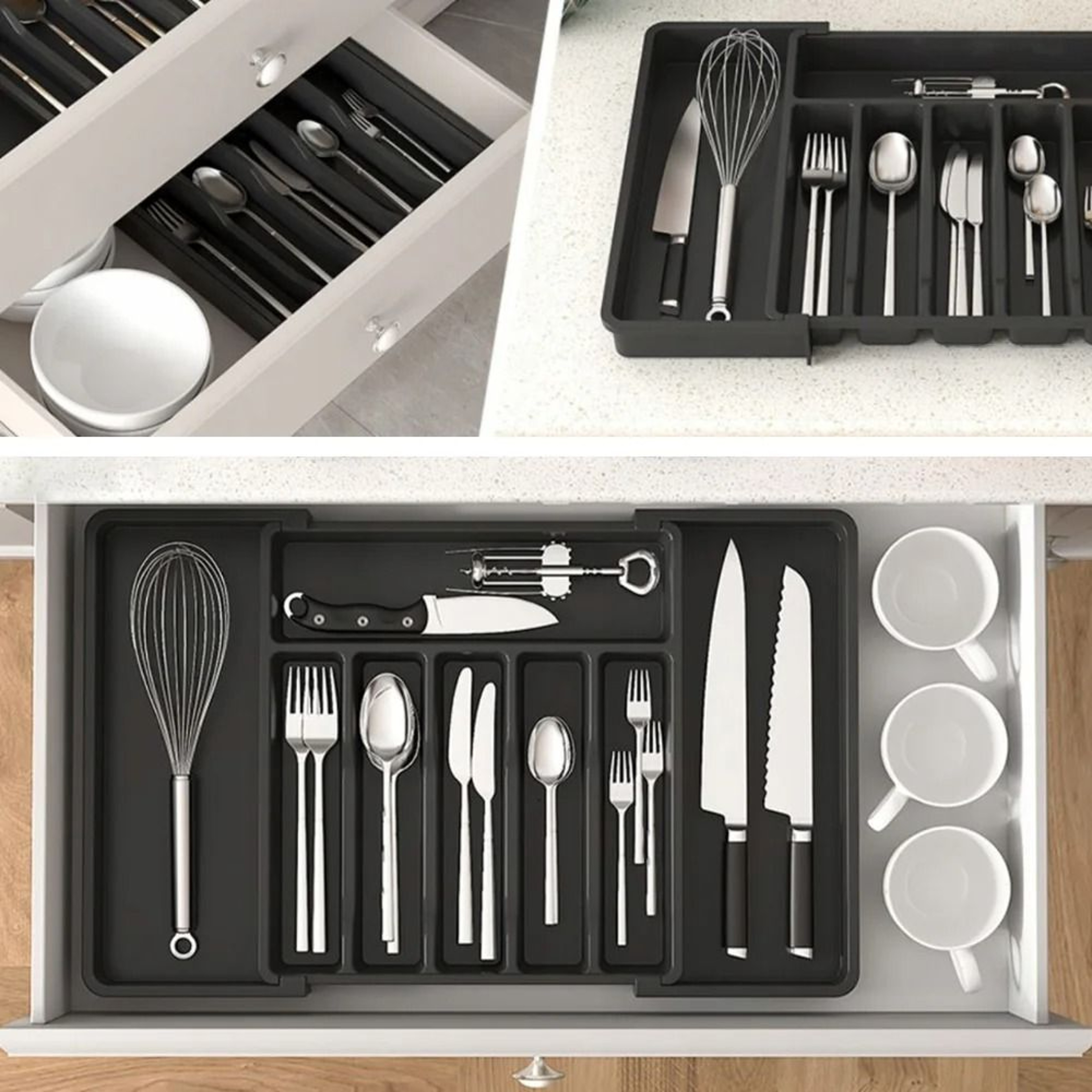 Expandable Kitchen Drawer Organizer  Adjustable Cutlery Storage Box  Retractable Tray For Spoons Fo 1
