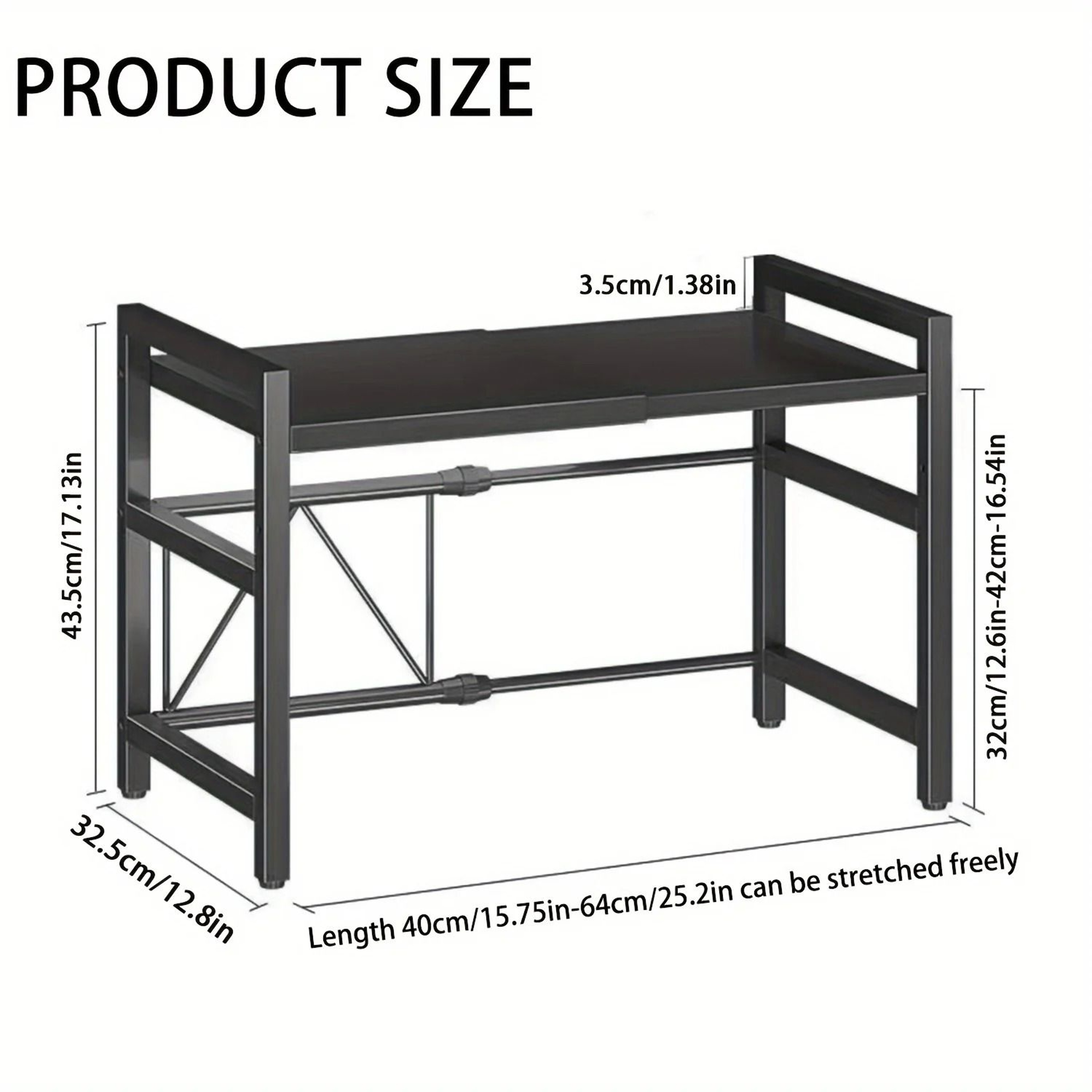 Expandable Microwave Shelf  157252in Extendable Kitchen Storage Rack With 6 Utility Hooks 6