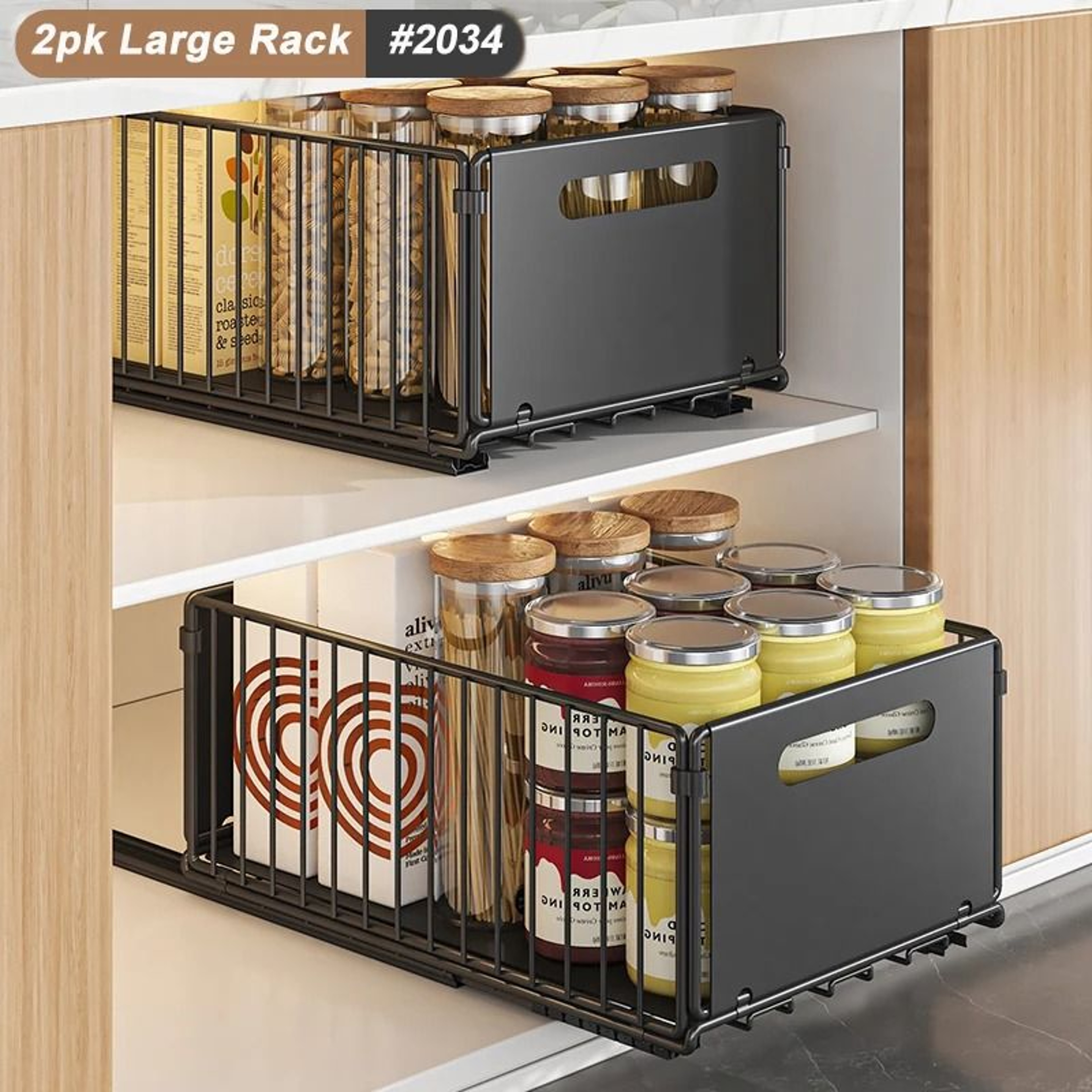 PullOut Cabinet Drawer Organizer  Sliding Kitchen Storage Rack  MultiPurpose Wire Basket For Spices 1