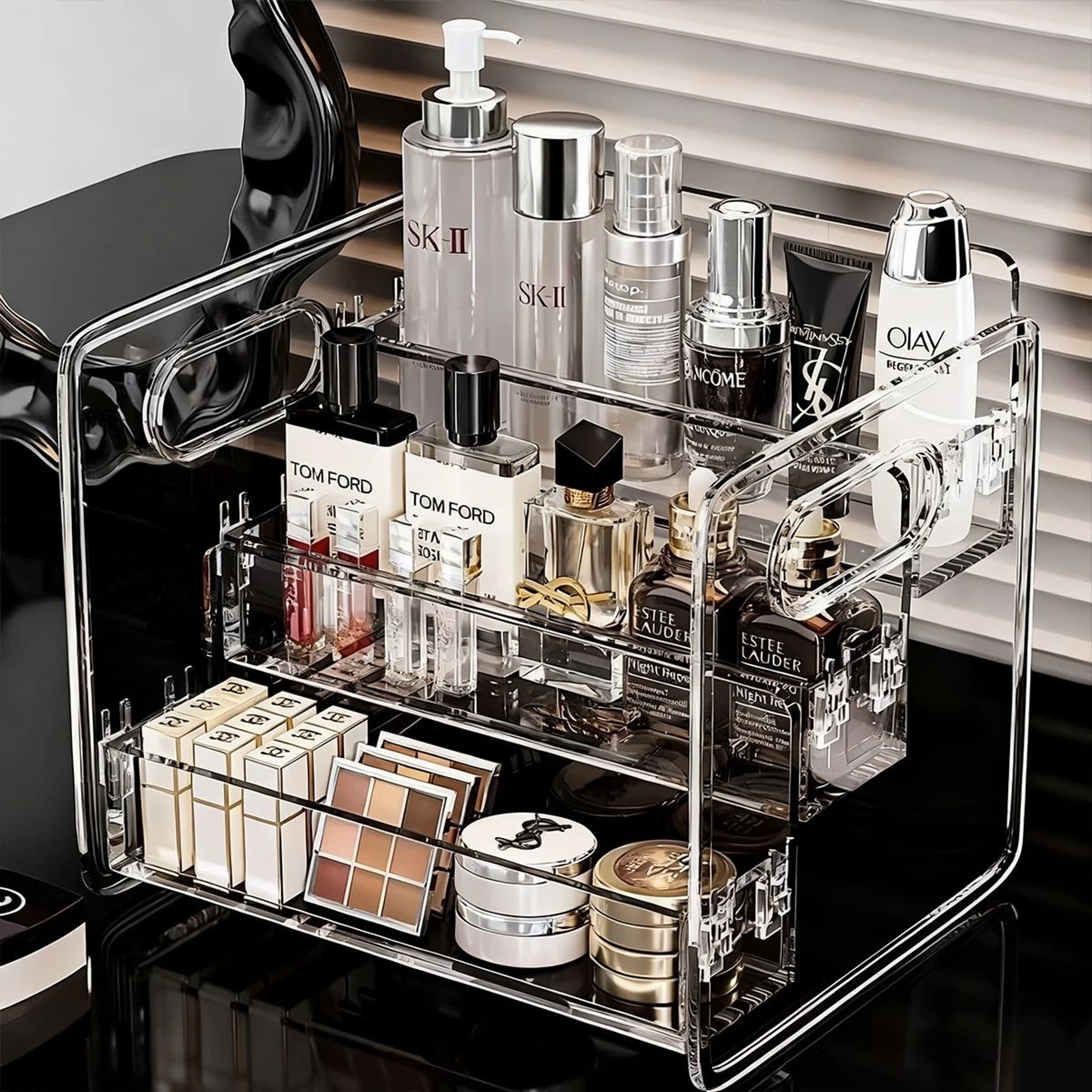 3Tier Acrylic Perfume Display Stand  Transparent Desktop Cosmetic Organizer  Tiered Vanity  Dresser 3