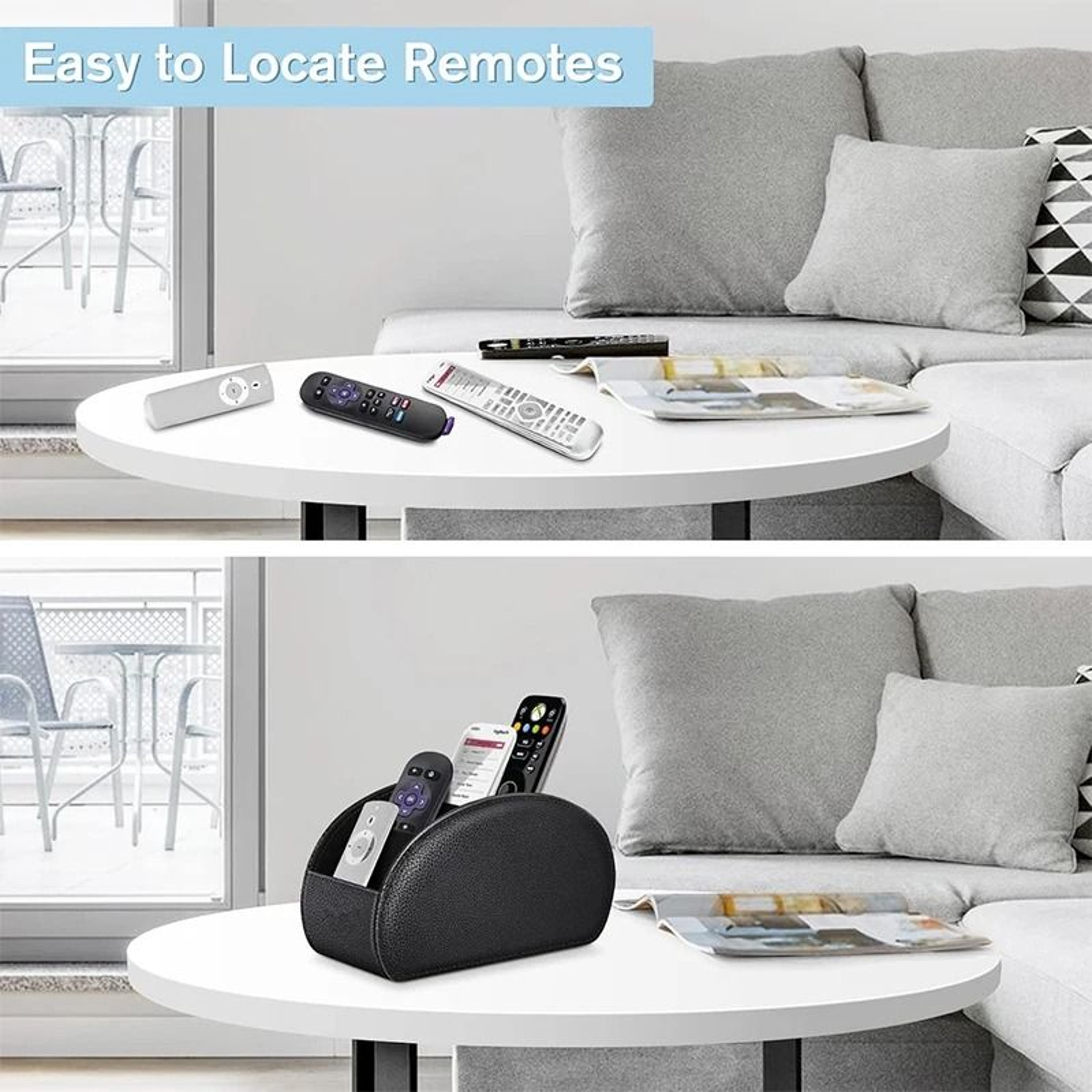 PU Leather Remote Control Holder  5Compartment TV Caddy  Desktop Organizer  Luxury Faux Leather Med 3