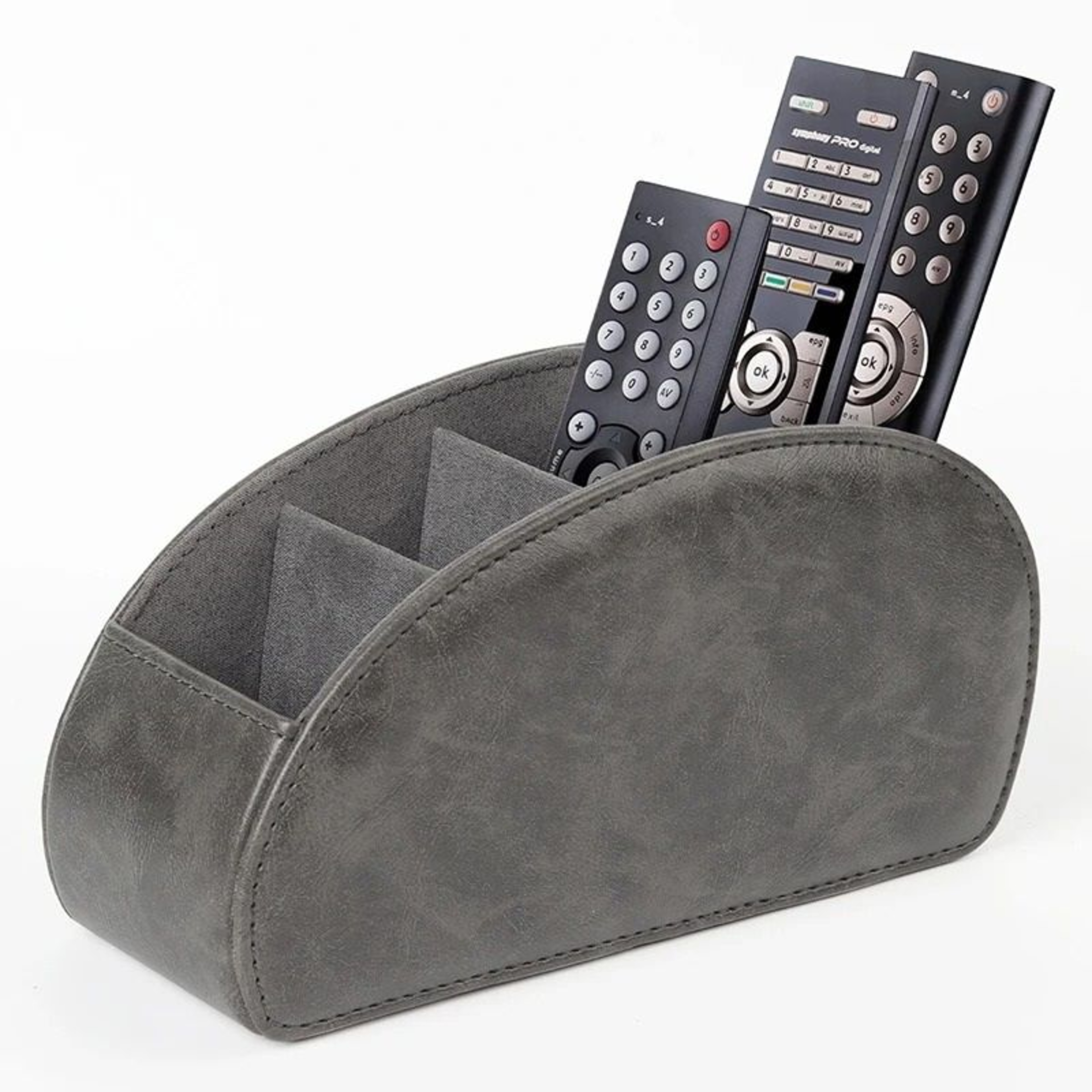 PU Leather Remote Control Holder  5Compartment TV Caddy  Desktop Organizer  Luxury Faux Leather Med 7