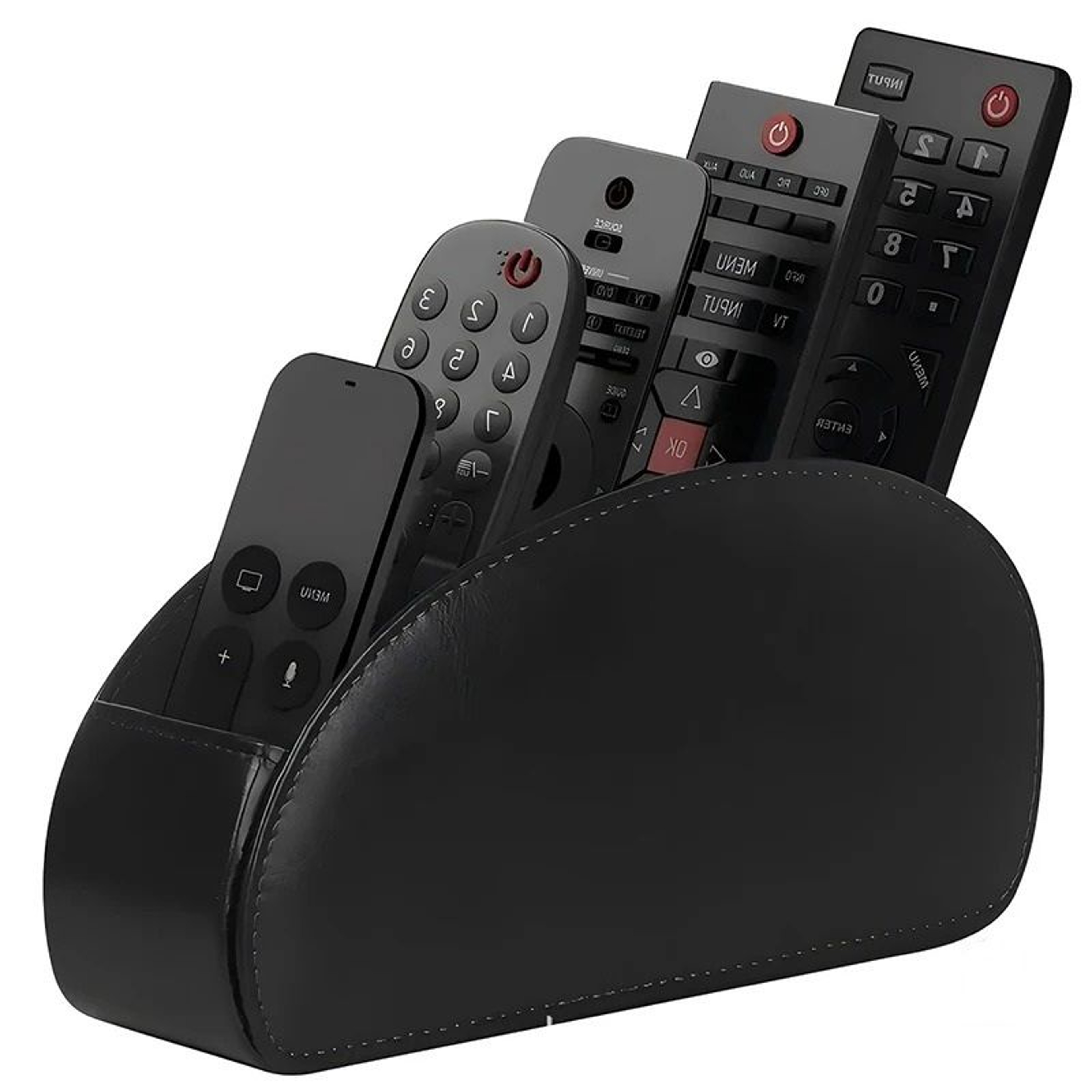 PU Leather Remote Control Holder  5Compartment TV Caddy  Desktop Organizer  Luxury Faux Leather Med 8