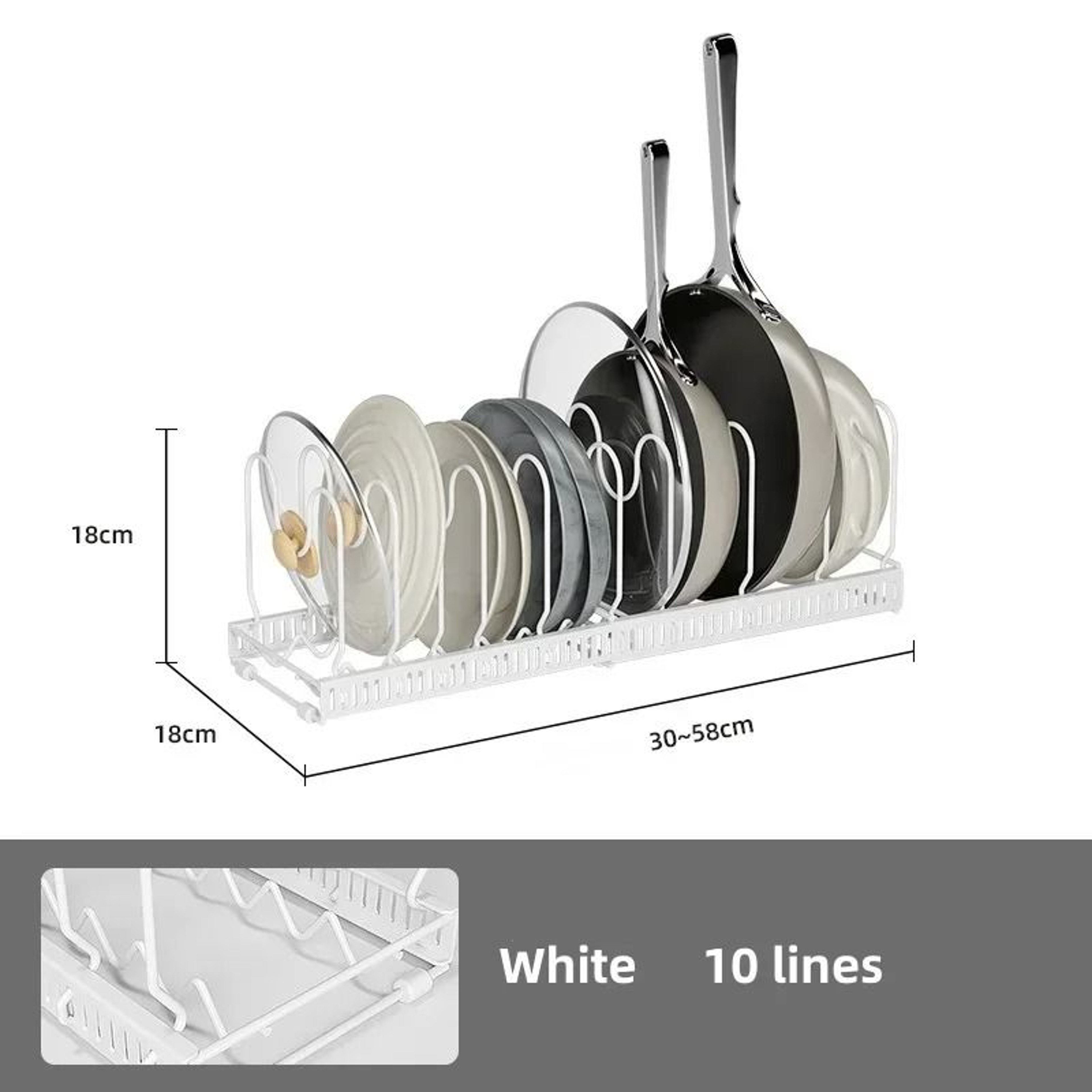 Adjustable Carbon Steel Pot Rack  MultiLayer Retractable Pan  Bowl Storage  Expandable Cookware Dry 10