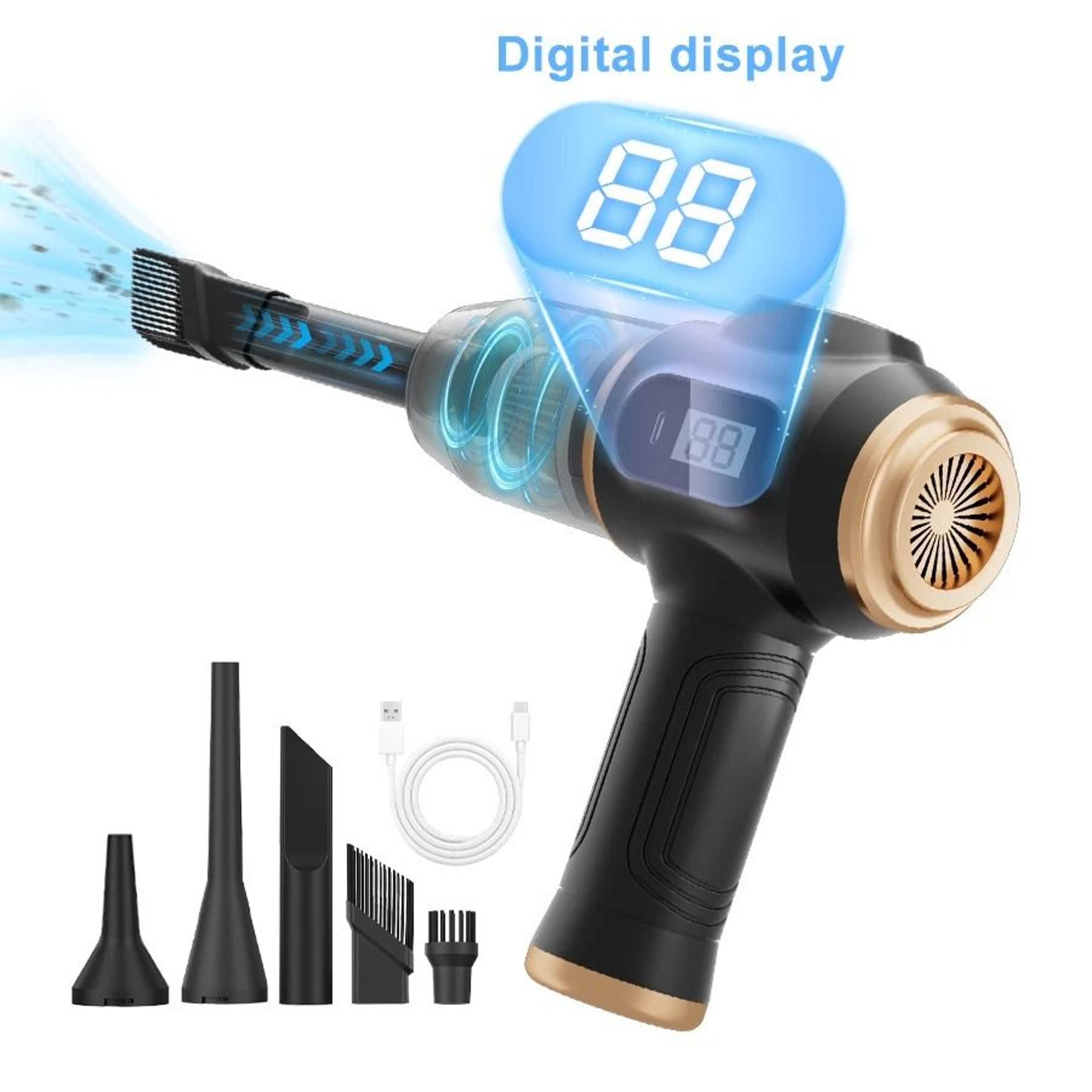 Powerful 2in1 Air Duster  Vacuum  Handheld Cordless Cleaner With Digital Display  Pro Tool For Home 1