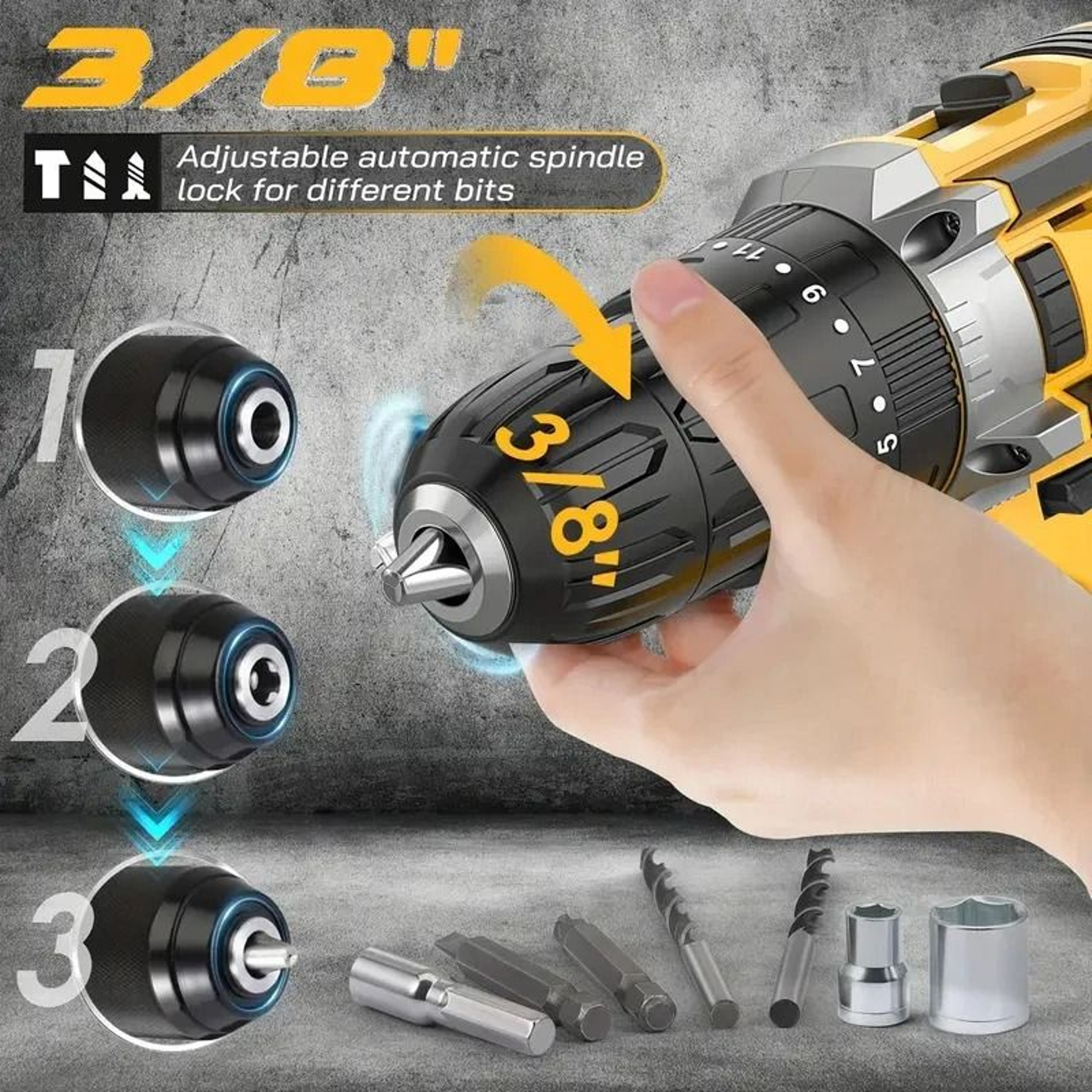 20V HighTorque Electric Power Drill Kit  Complete Home Repair  Maintenance Set With Drill Bits  Dai 2