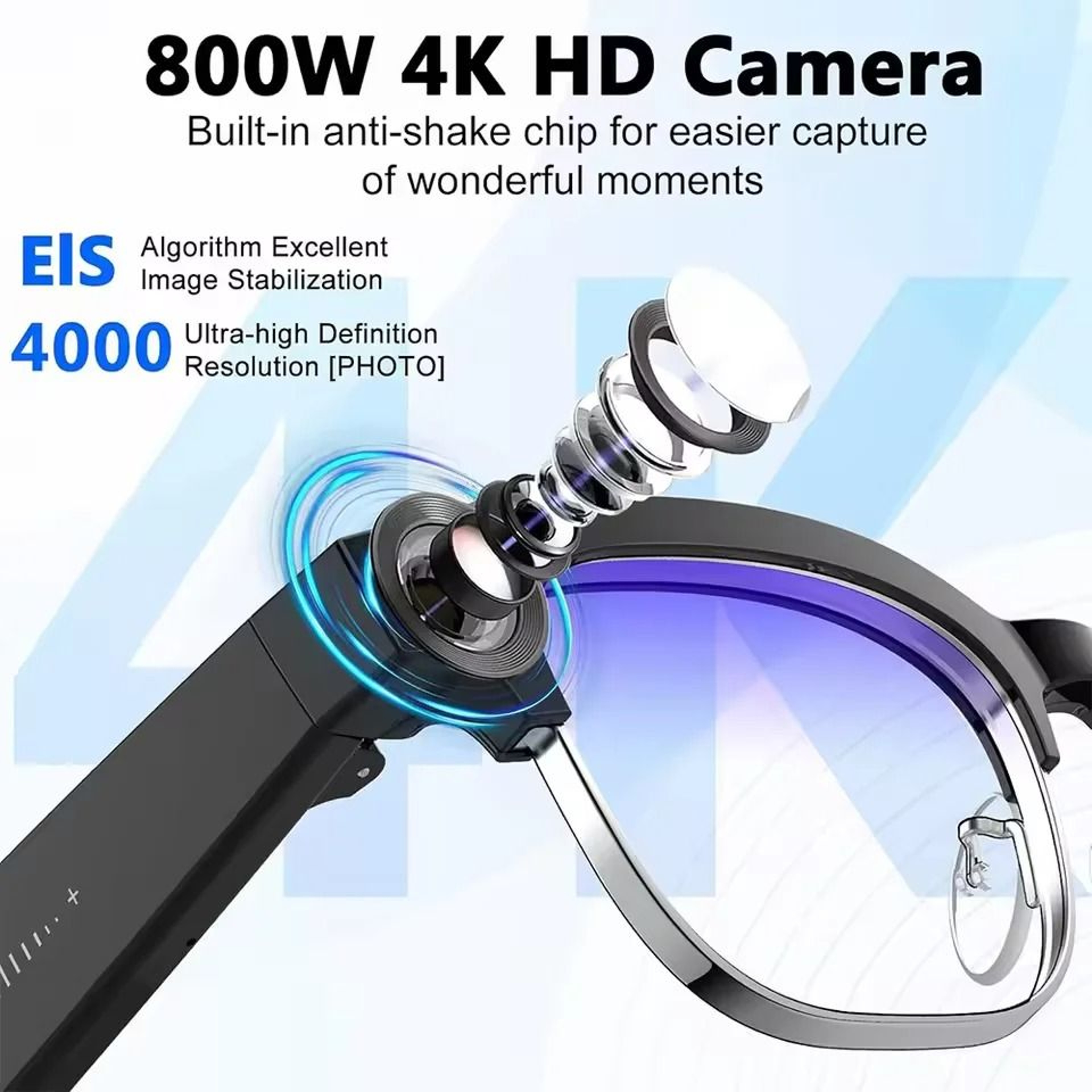 800W Pixel Camera Smart Glasses  AI Photo Recognition  Video Recording  Smart Voice Translation Sun 2
