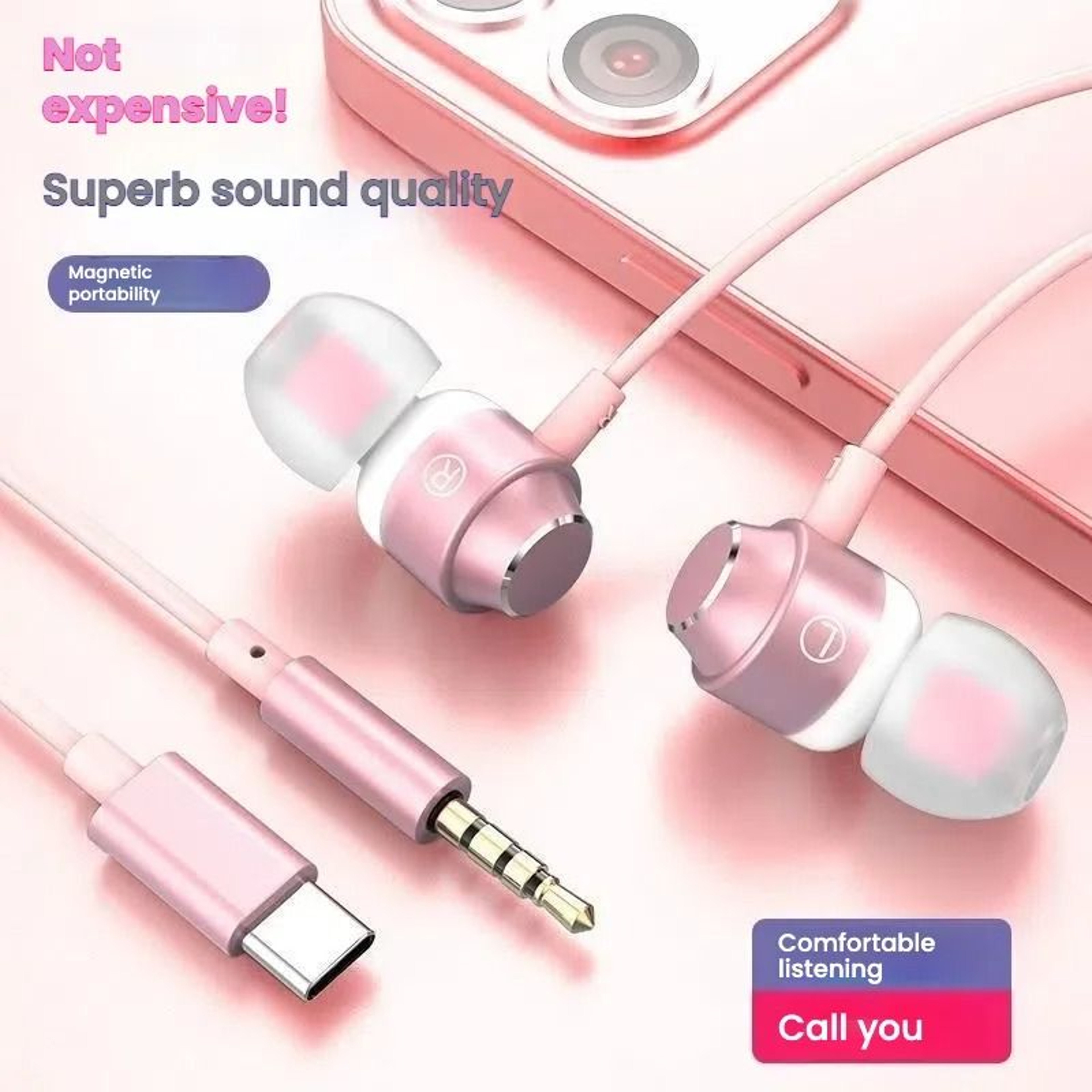 Universal TypeC Digital Audio Earbuds  HiFi Wired Headset With Integrated DAC Chip  Pro Audio For M 0