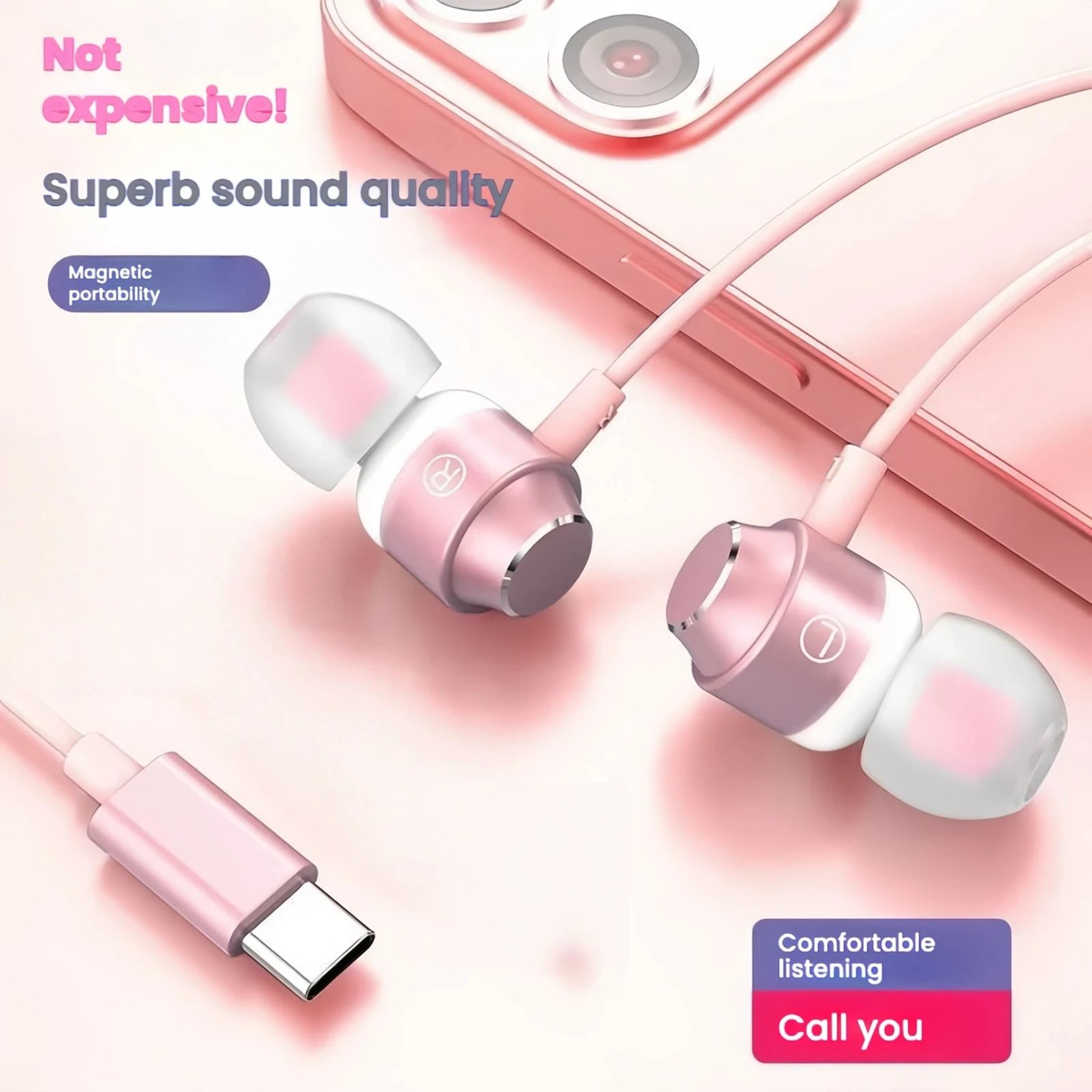 Universal TypeC Digital Audio Earbuds  HiFi Wired Headset With Integrated DAC Chip  Pro Audio For M 8