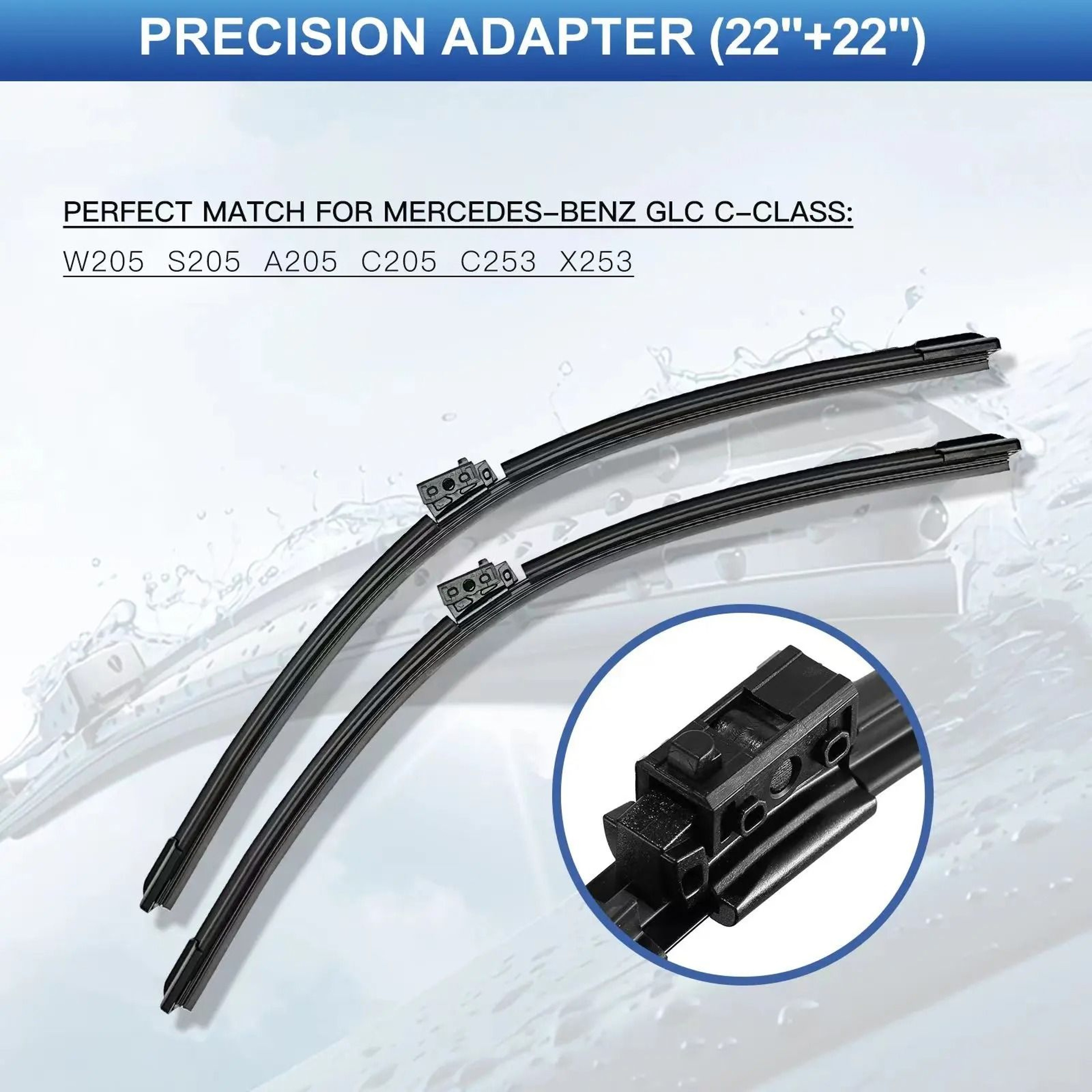 Premium Front Windshield Wiper Blades 2222  HighPerformance Natural Rubber  Mercedes C  GLC Class F 4