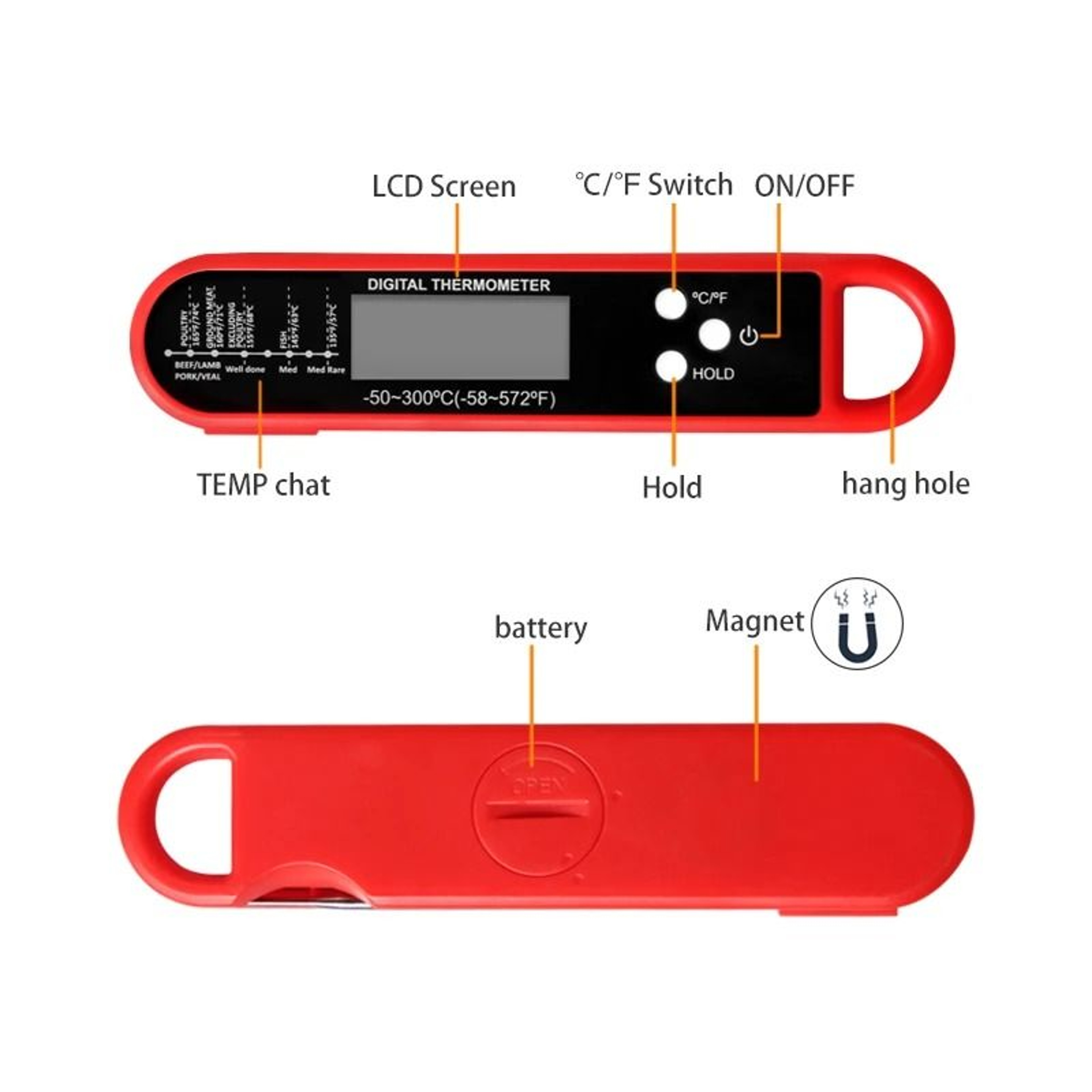 Professional Digital Meat Thermometer  2Second Instant Read  Waterproof  Precision Tool For BBQ Gri 2