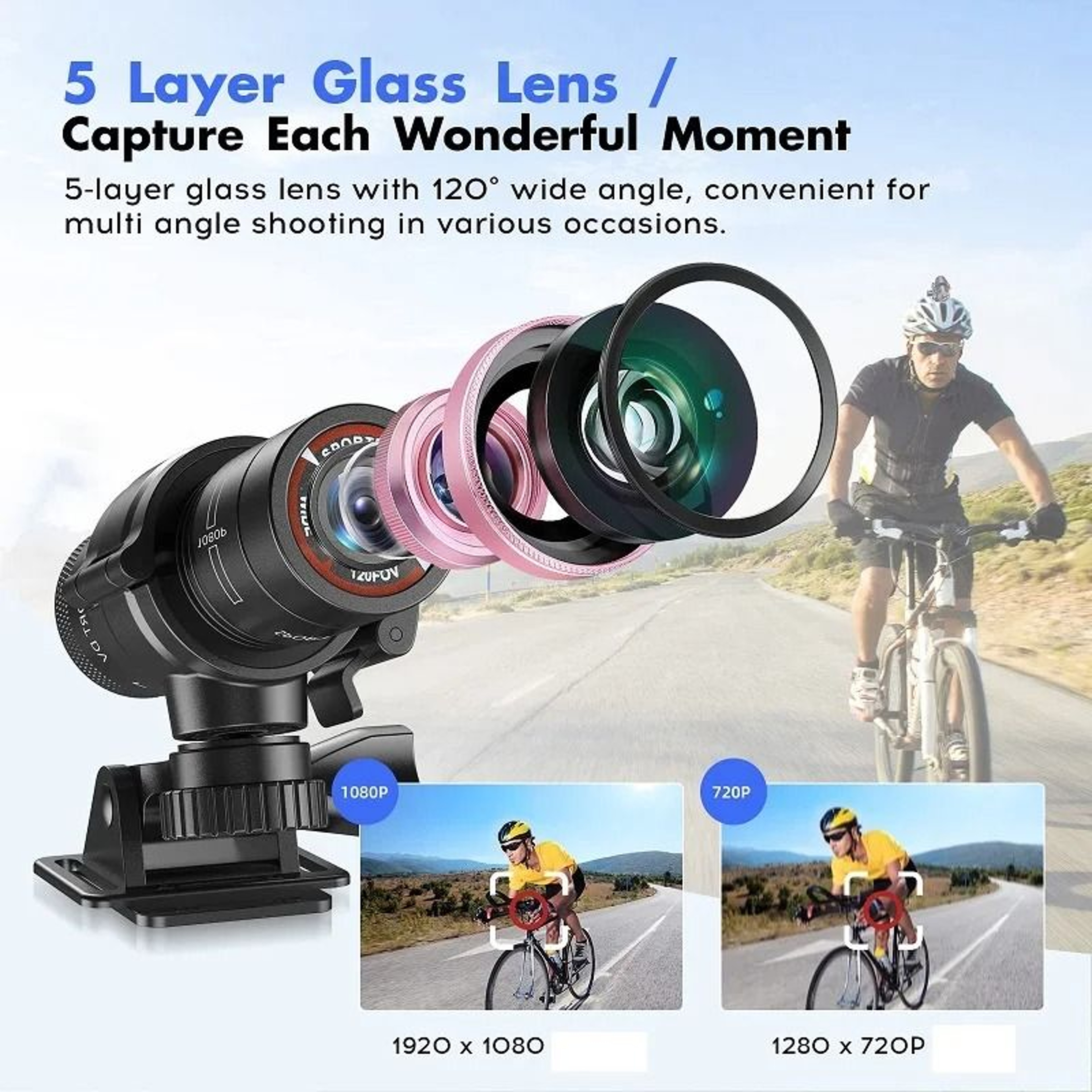 Mini Sport DV Action Camera  Full HD 1080P Flashlight Camcorder  Waterproof DVR For Bike Cycle  Mot 2