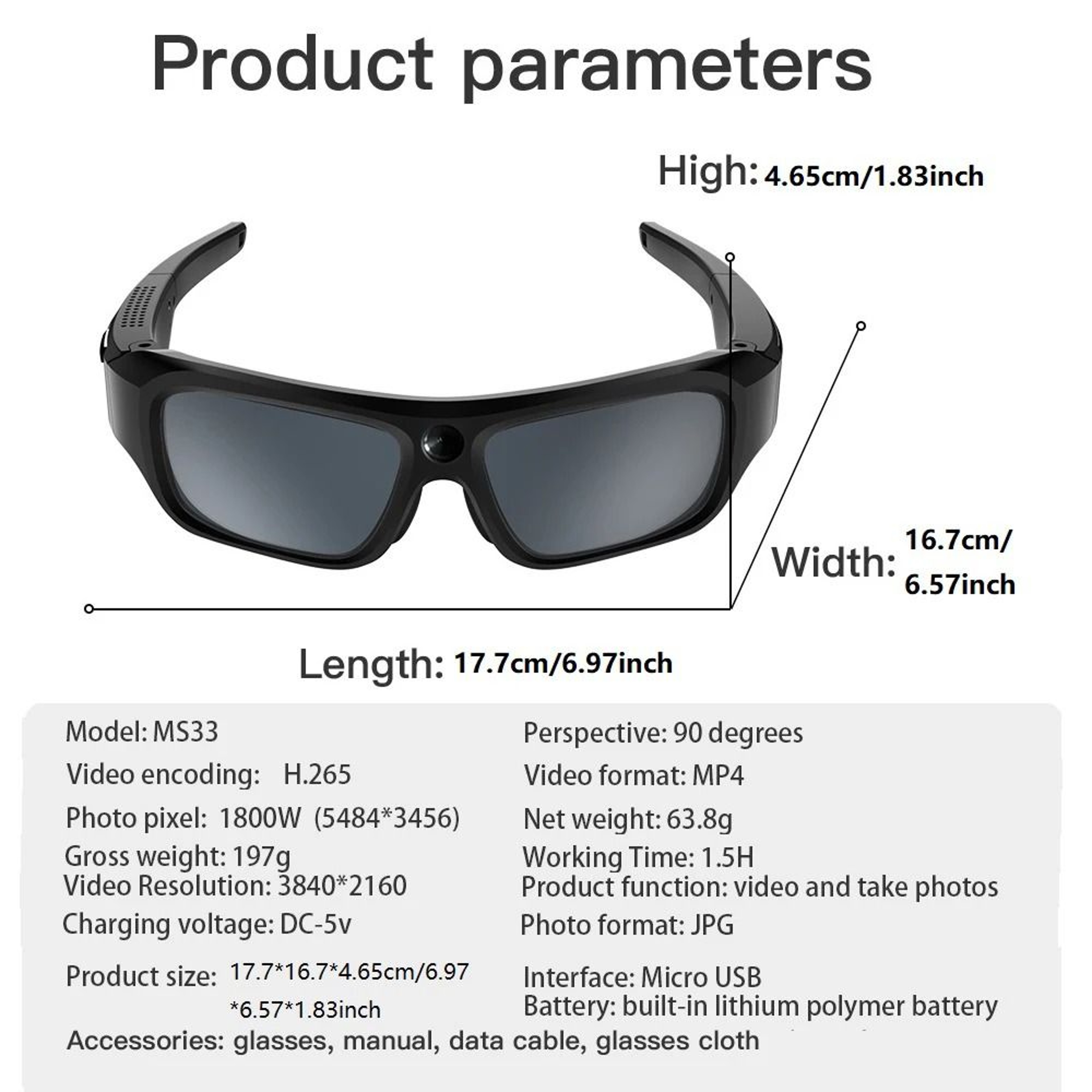 4K HD Smart Camera Glasses  UltraHigh Definition Video Recording  HandsFree POV Camcorder For Cycli 6