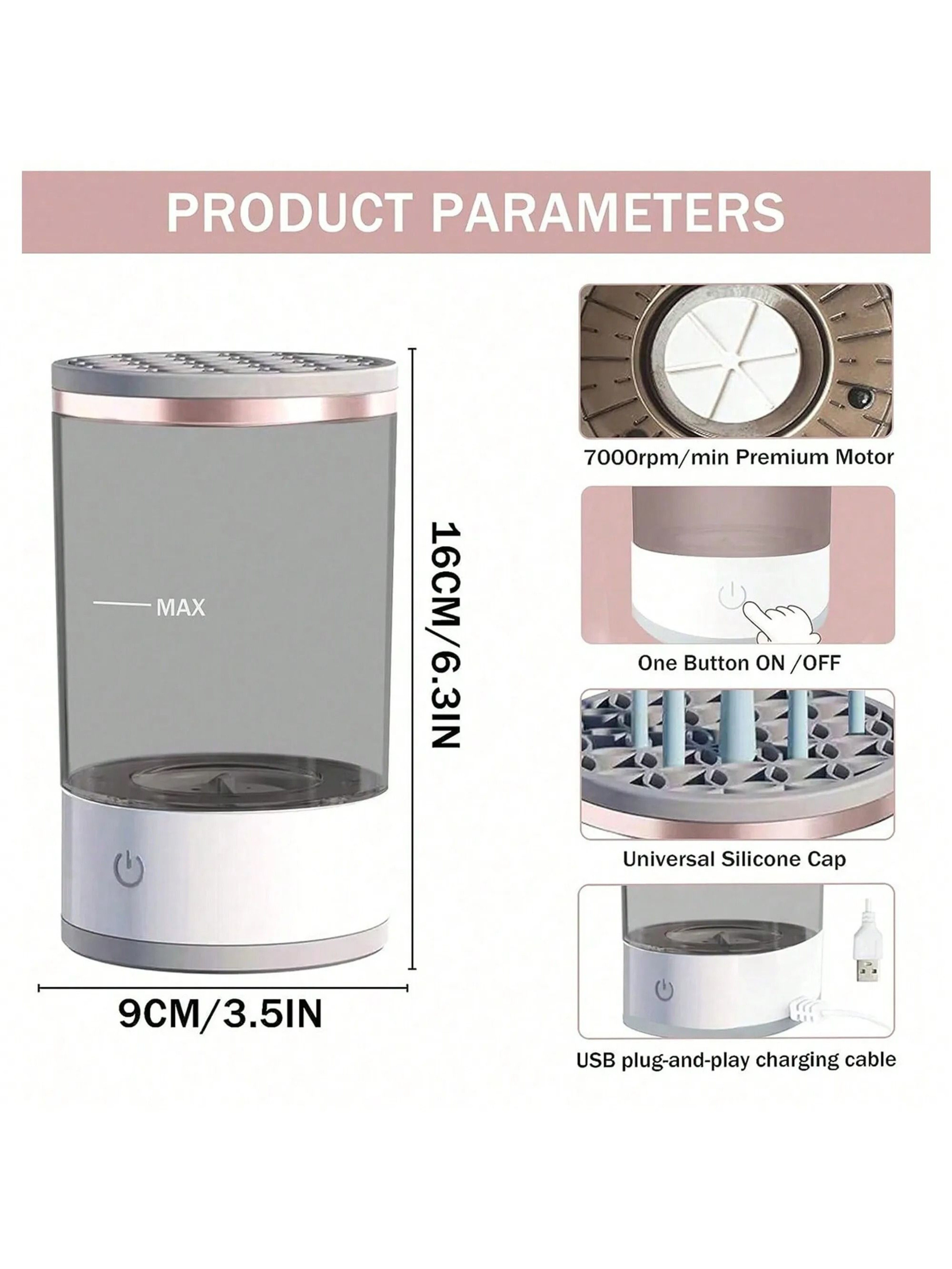 Automatic Electric Makeup Brush Cleaner  Rapid HighSpeed Rotation Hub  Professional Beauty Tool San 3