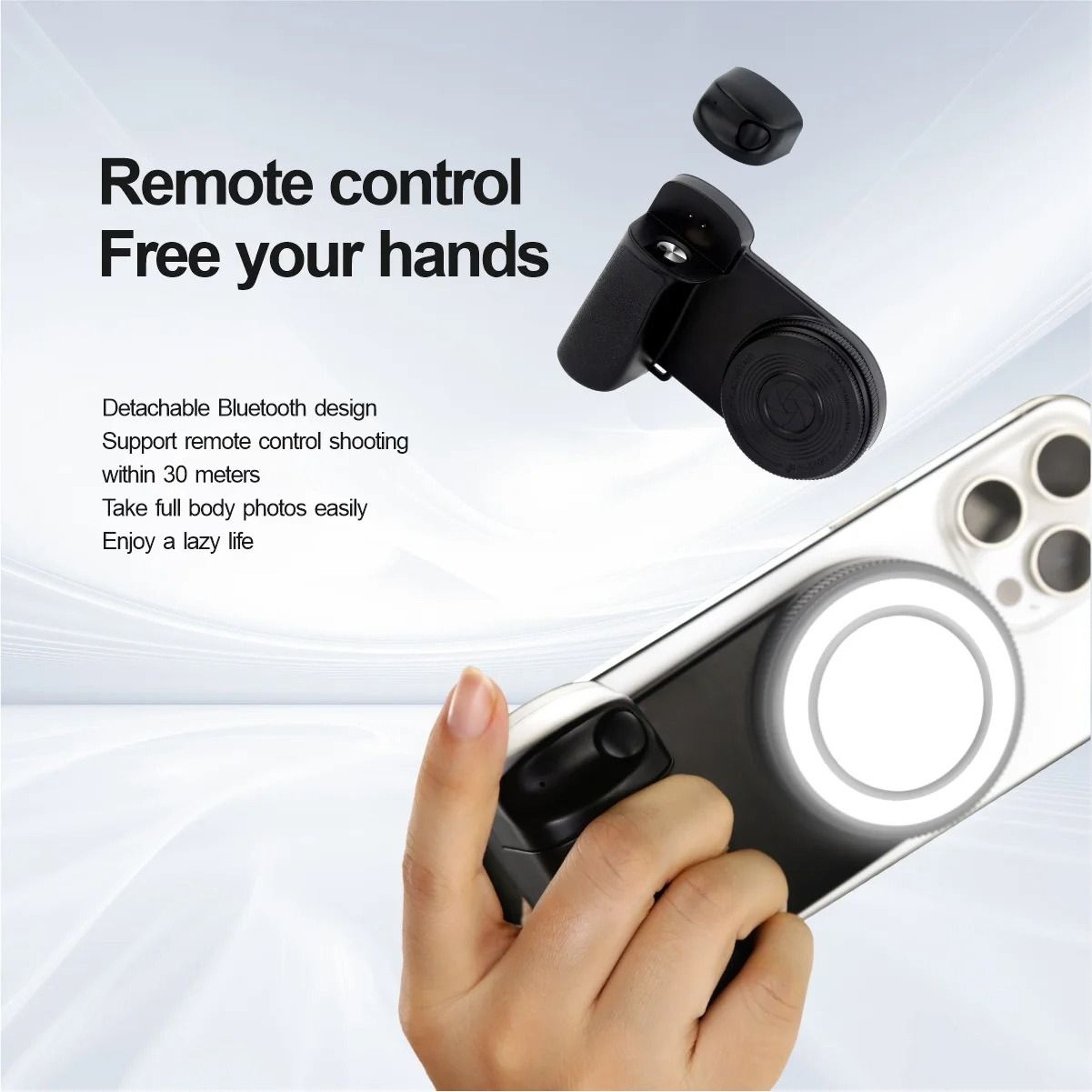 Magnetic Smartphone Camera Handle  Detachable 30M Bluetooth Remote With Fill Light  AntiShake Photo 6