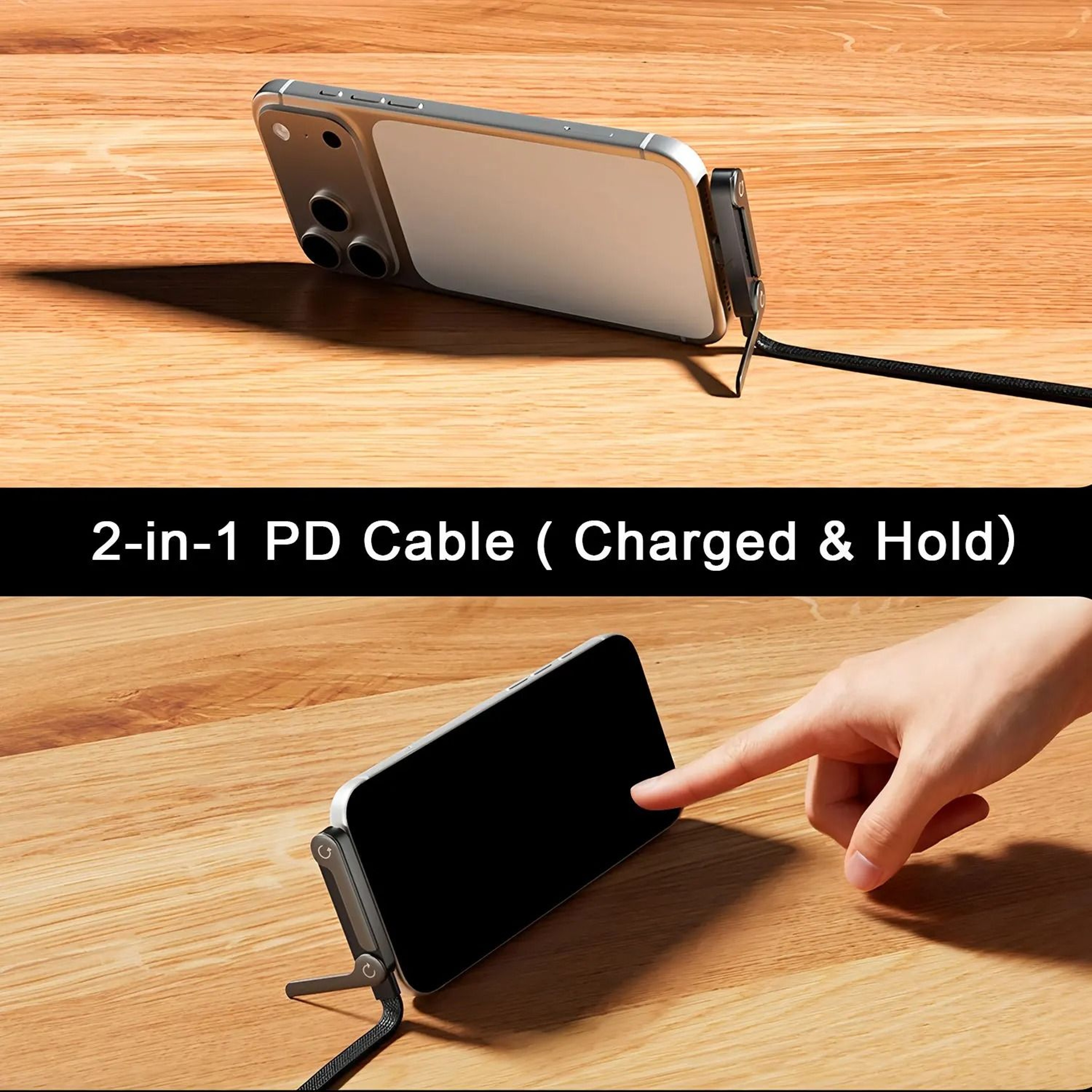 2in1 Foldable TypeC Cable Holder  240W UltraFast Charging Data Hub  Integrated Mobile Phone Bracket 5