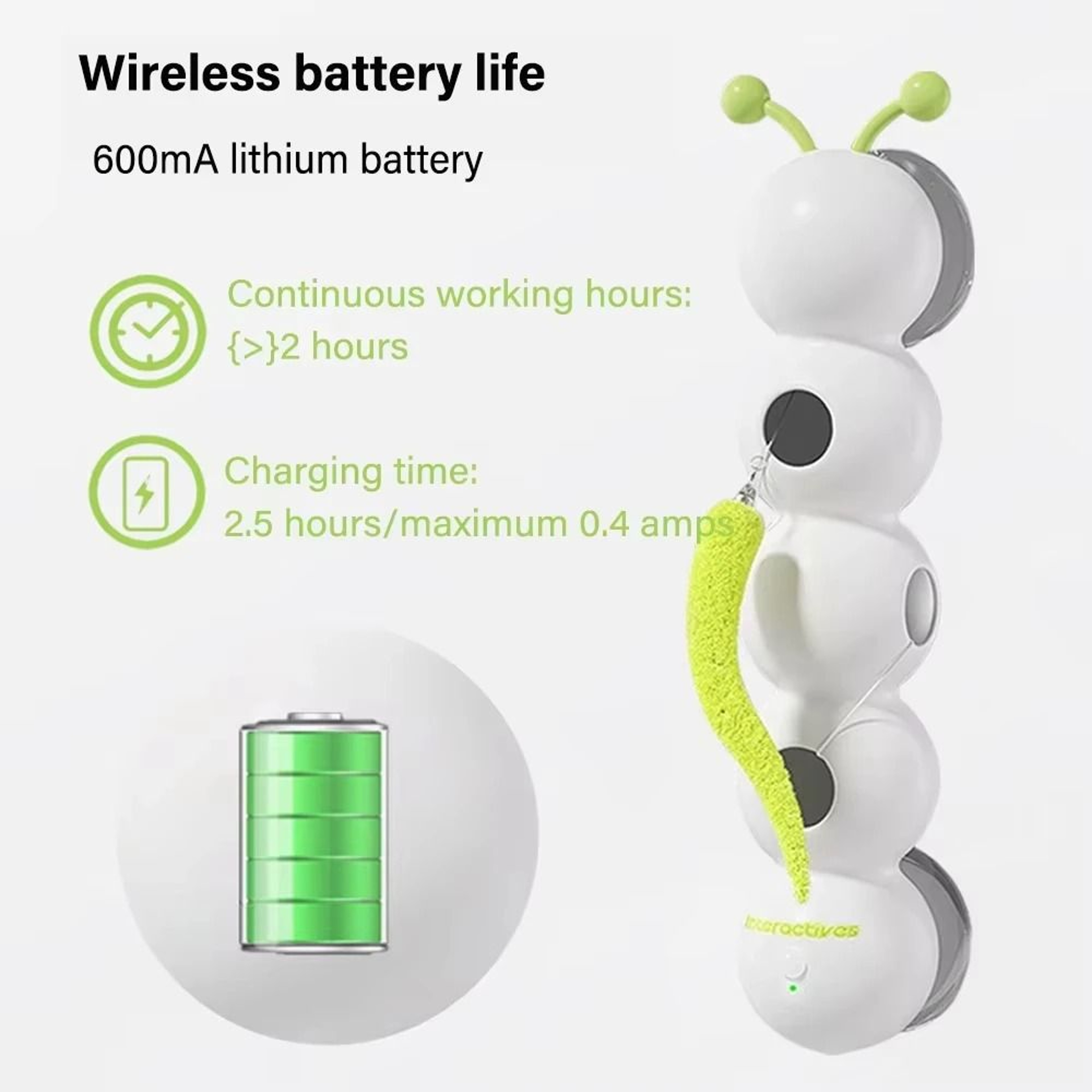 Interactive Caterpillar Cat Toy  MotionActivated WhackAWorm  Rechargeable Automatic Teaser With Sen 6