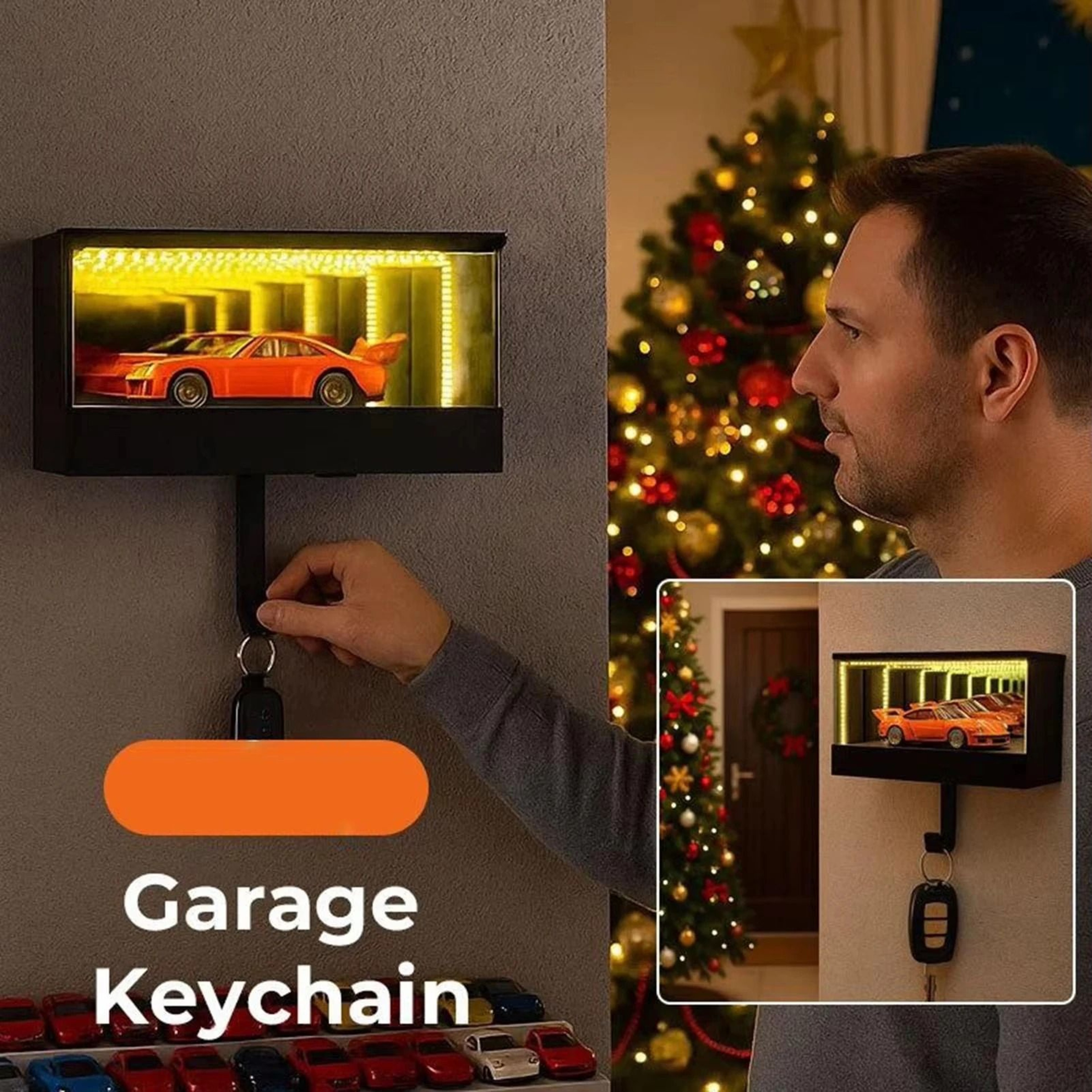 Car Garage Key Organizer  WallMounted Entryway Key Hanger With LED Light  Modern Home  Office Decor 0