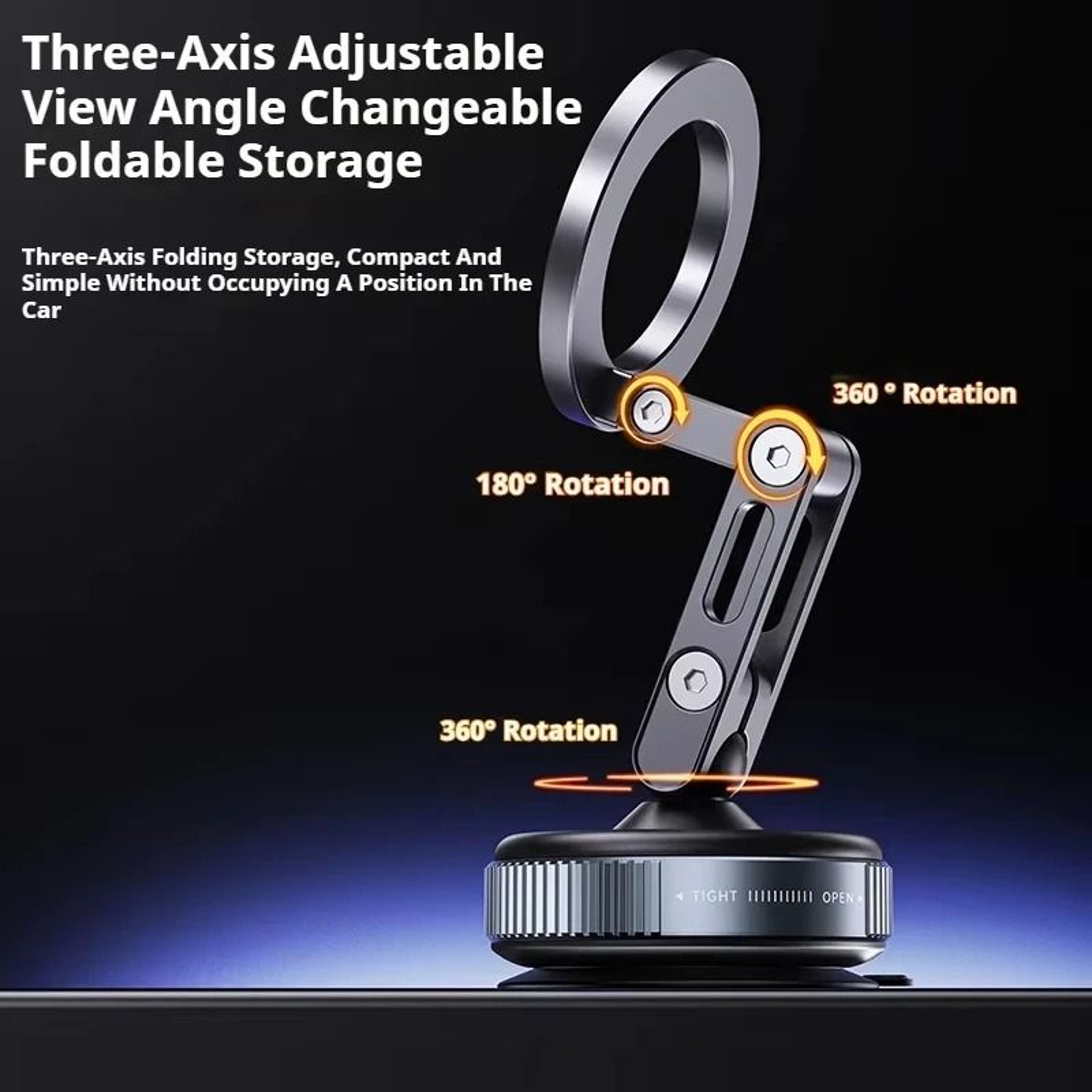 X53 Magnetic Folding Phone Mount  360 Rotating Vacuum Suction Mag Stand  Universal Navigation  Stre 4