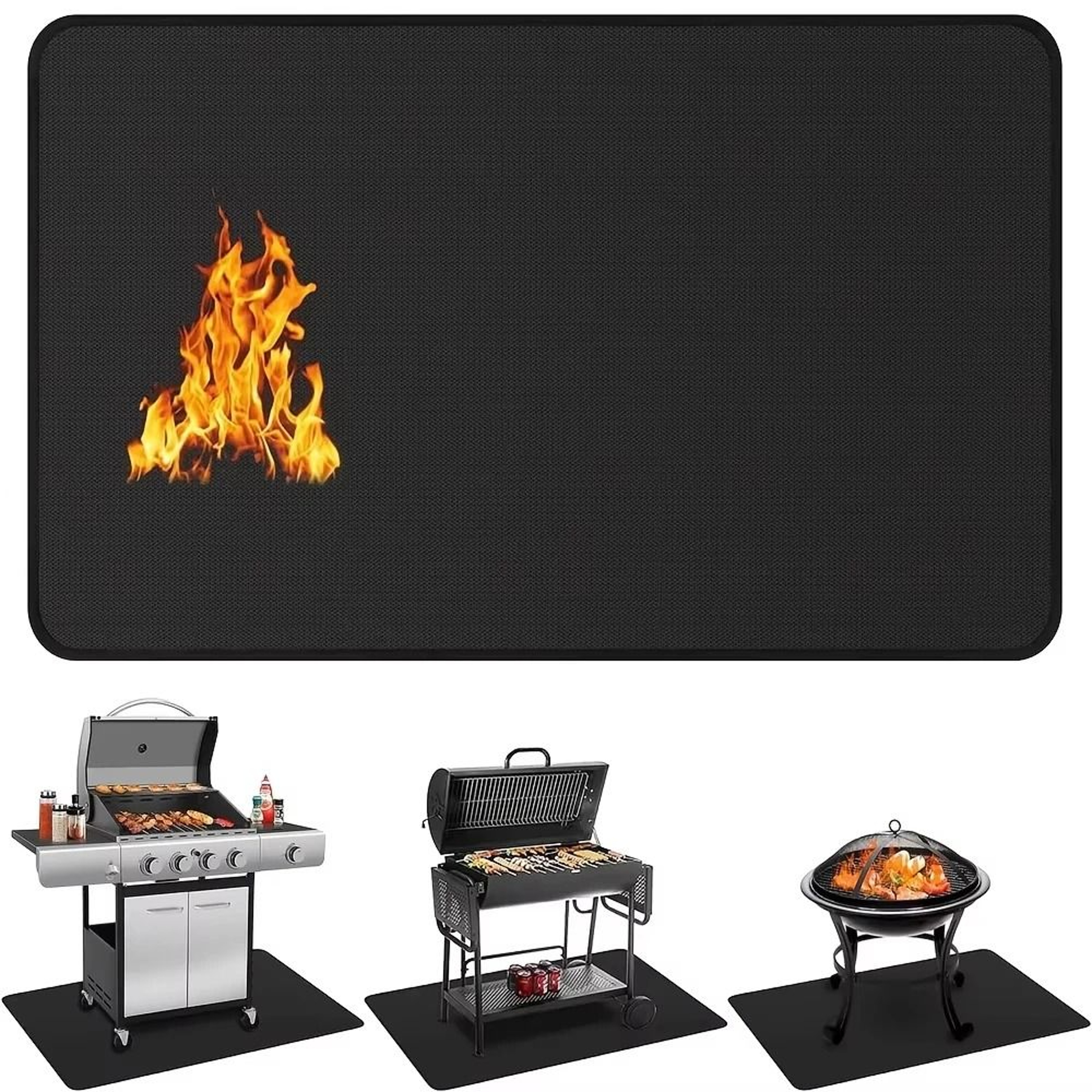 Outdoor Fire Pit  BBQ Protective Mat  Flame Retardant HeatResistant Pad  HeavyDuty Floor  Deck Guar 5