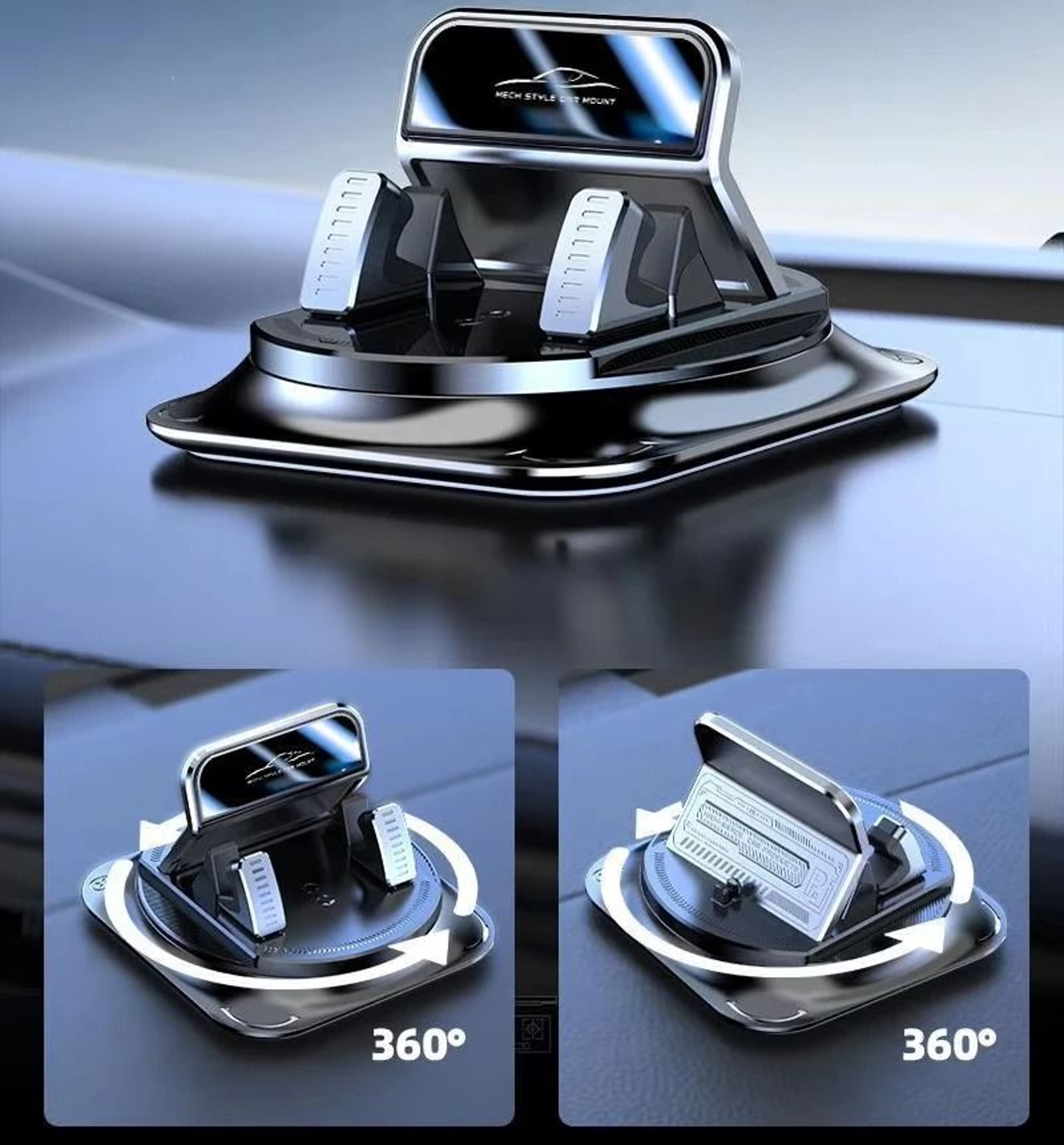 360 Rotatable Dashboard Phone Mount Universal Vehicle Mobile Holder  HighStability Bracket With Lum 6