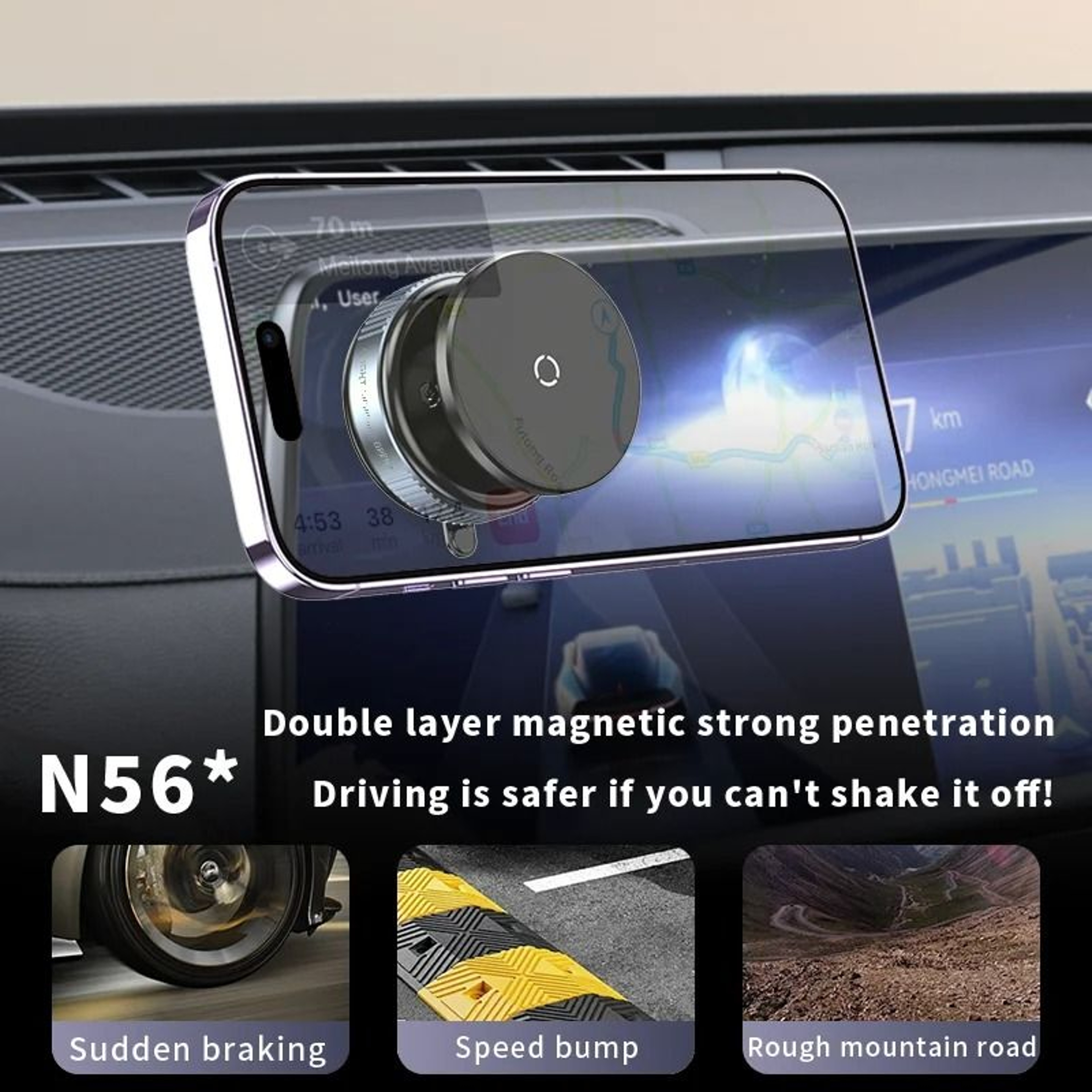 Mechanical Vacuum Magnetic Phone Mount  360 Rotatable Suction Cup Stand  N52 Adsorption Gym  Car Br 3