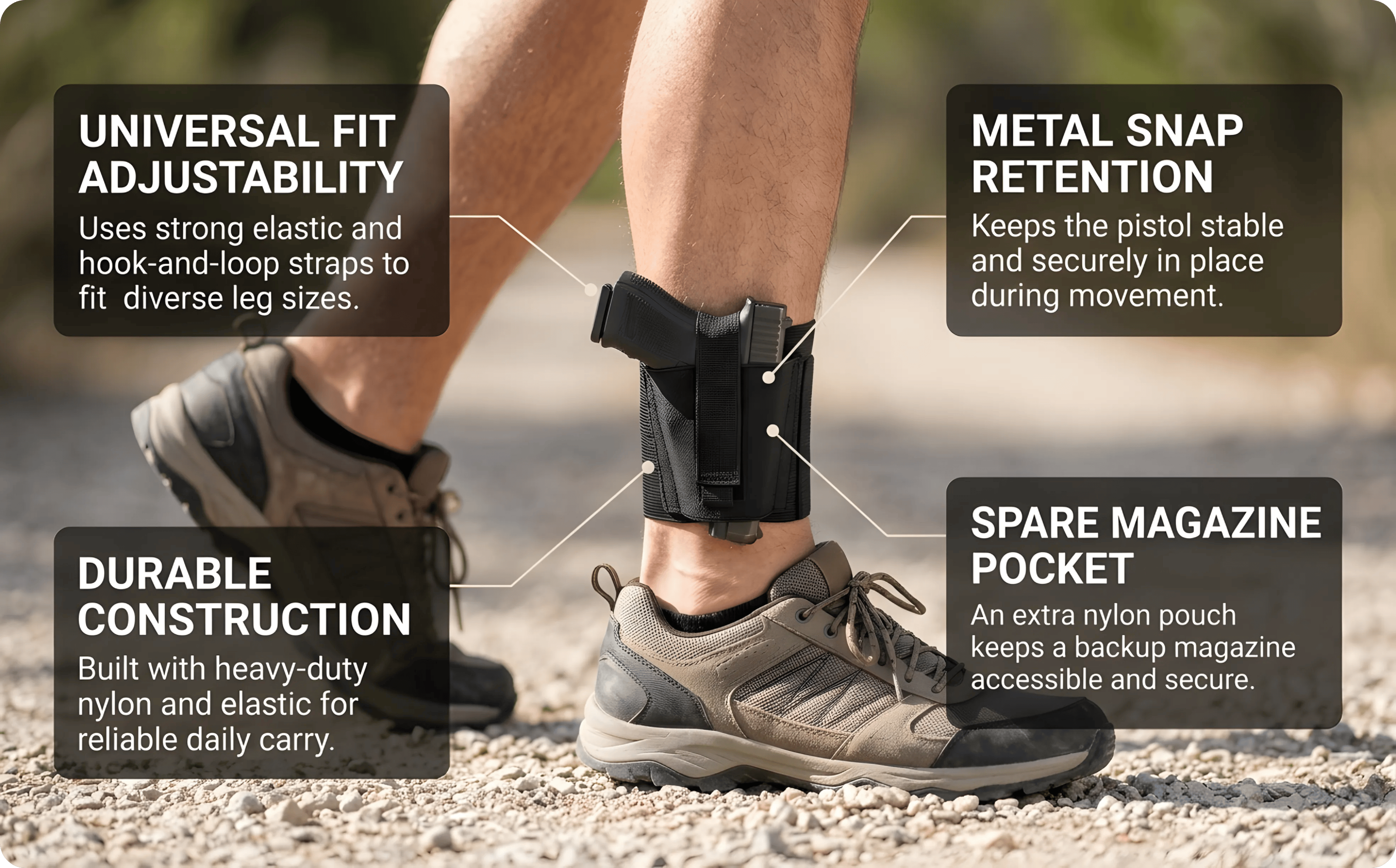Ankle Holster for Concealed Carry Pistol Universal Leg Carry Gun Holster – view 8