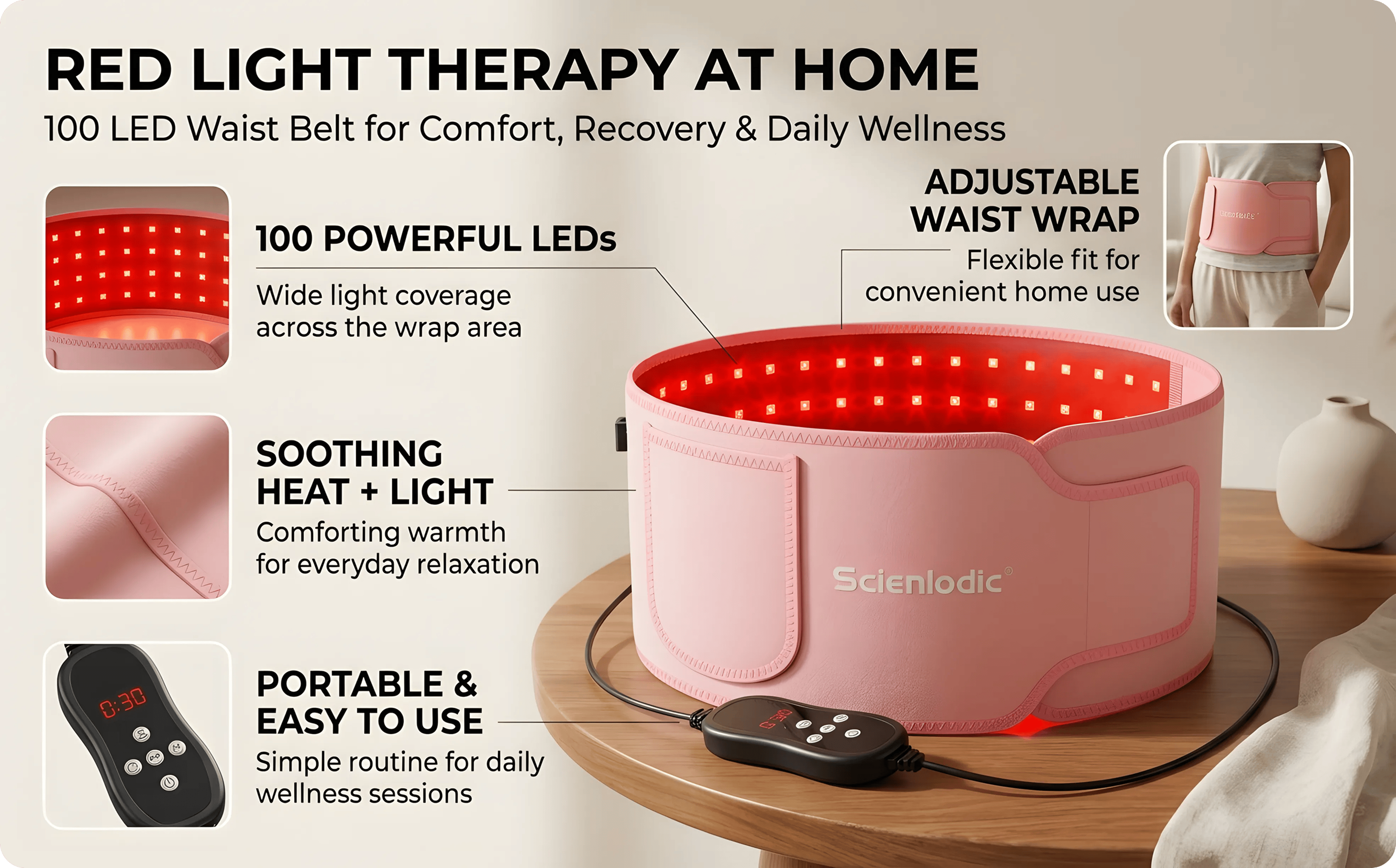 Red Light Therapy Belt with 100 LEDs for Fat Loss and Pain Relief asdas – view 13