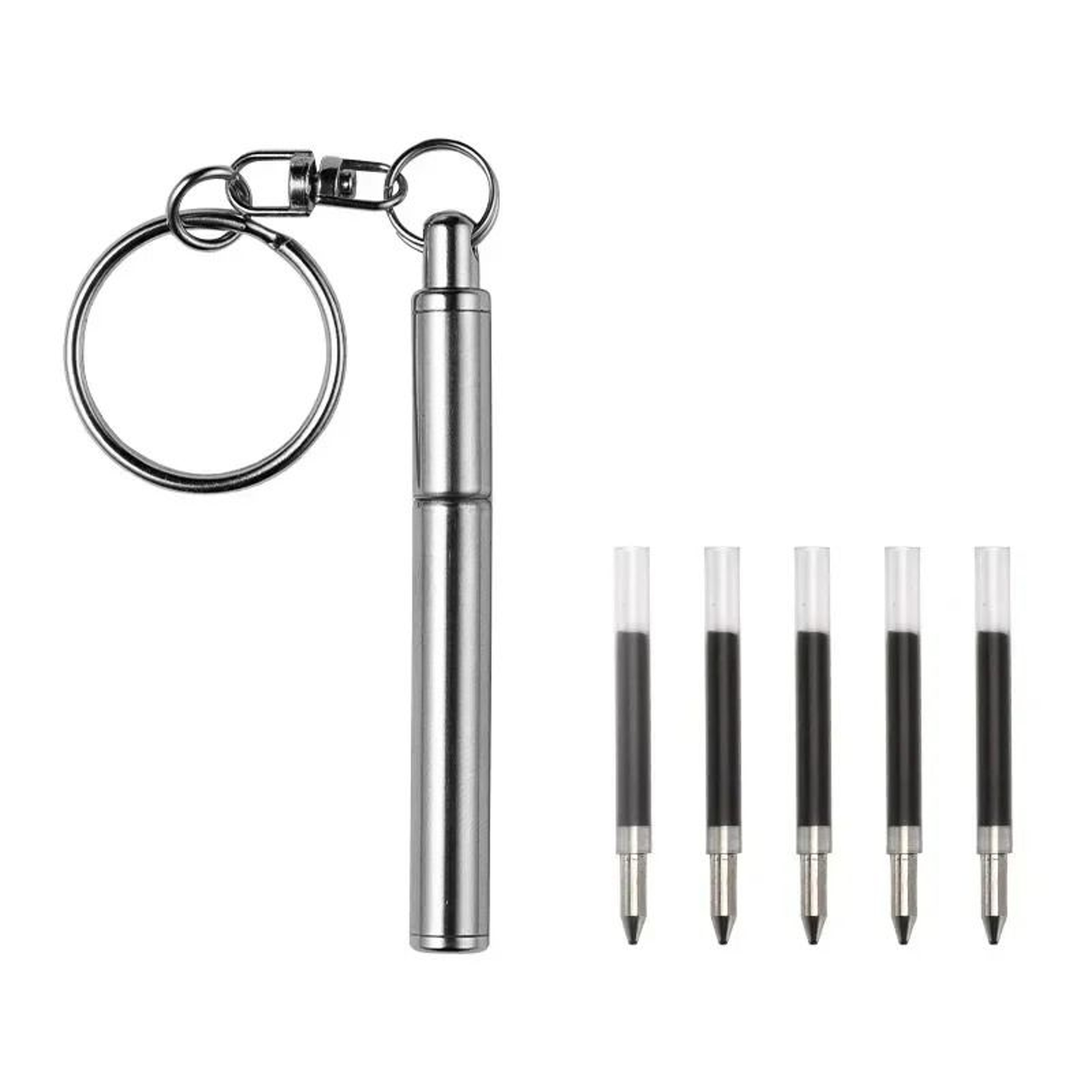 Telescopic Stainless Steel Keychain Pen  Multifunctional Mini Metal Keyring  HighYield EDC Writing  8
