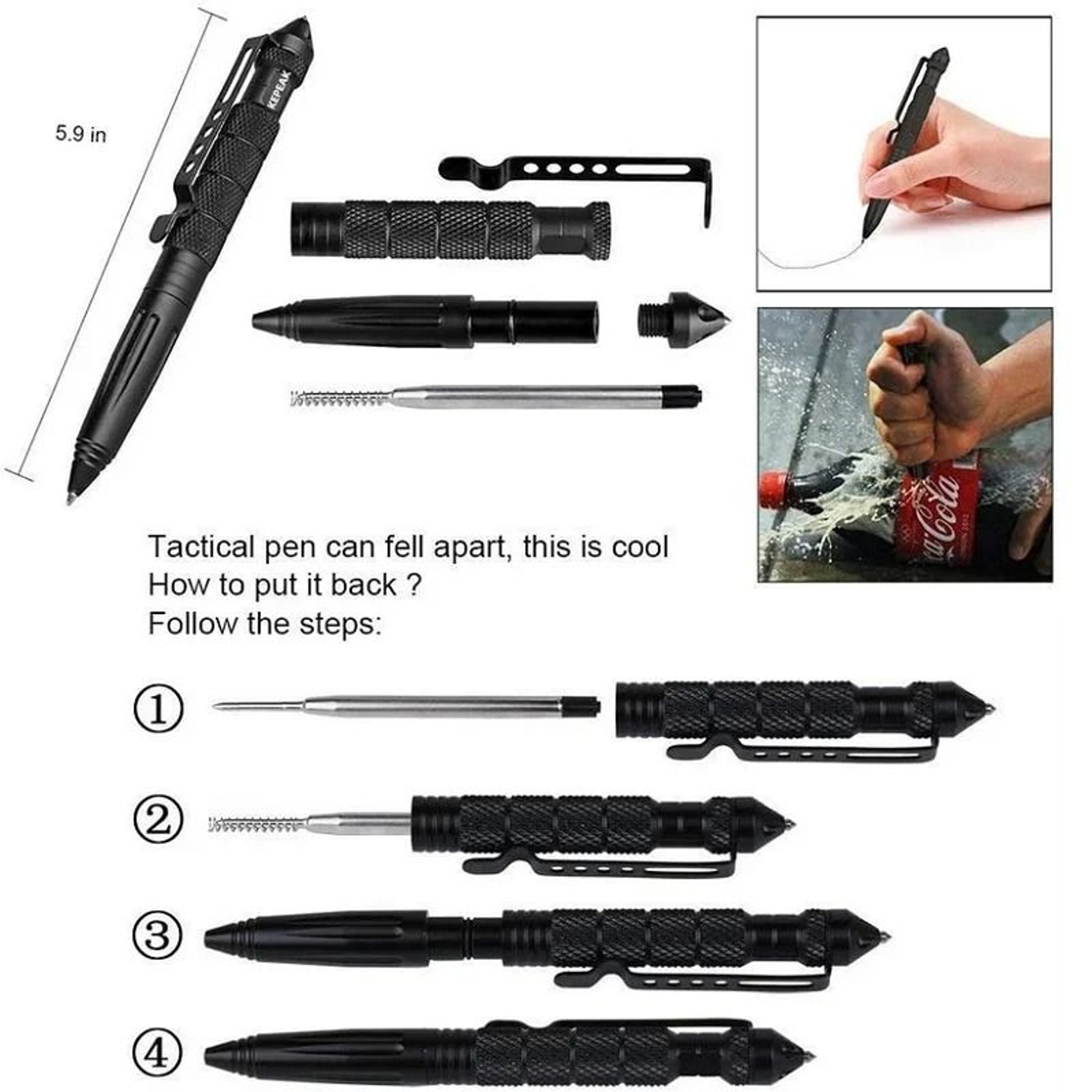Tactical Pocket Signature Pen  Mini AntiSkid SelfDefense Tool  HighYield EDC Writing Interaction Hu 2