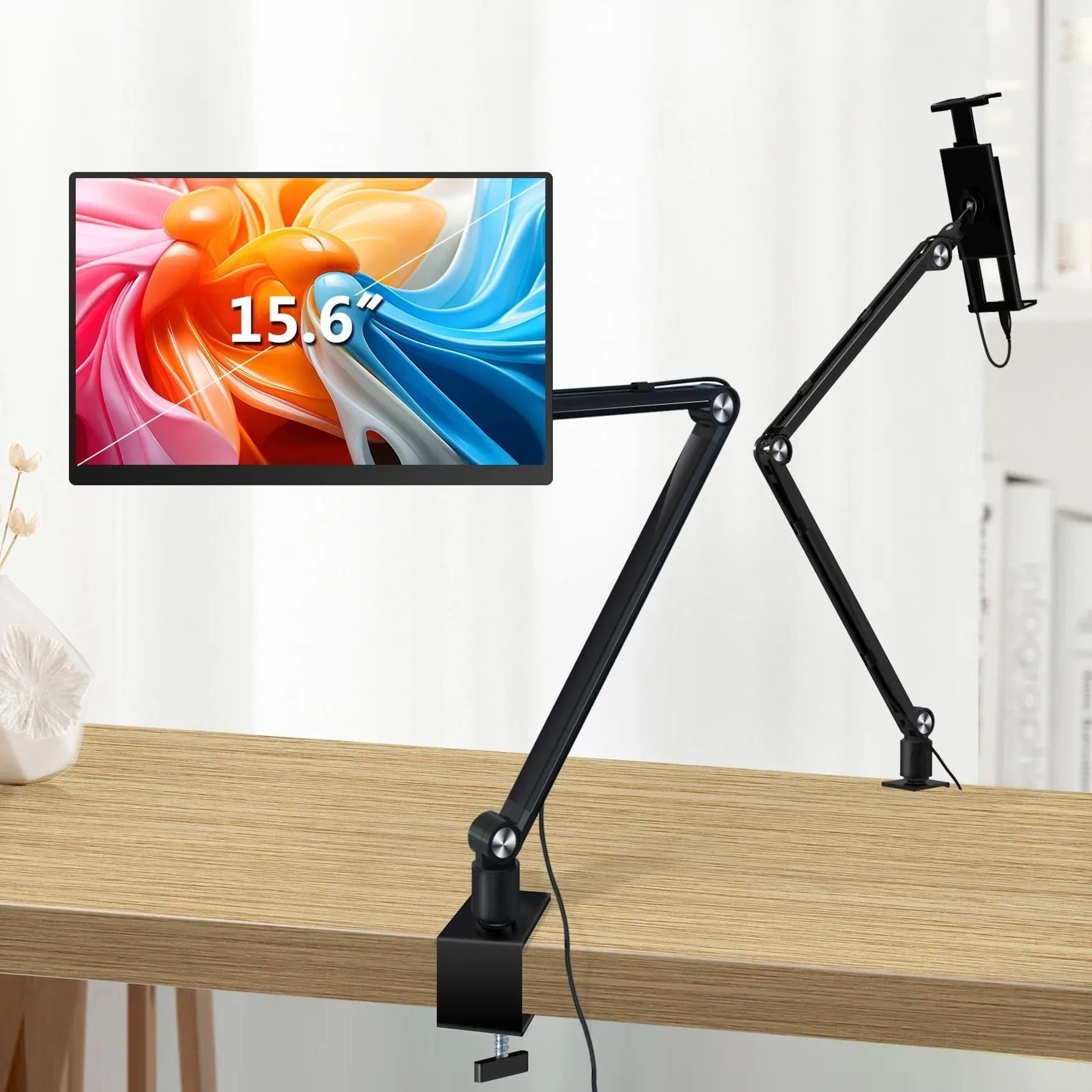 Aluminum Long Arm Tablet Stand  Rotating Desktop Mount  HighYield Ergonomic Interaction Hub 2