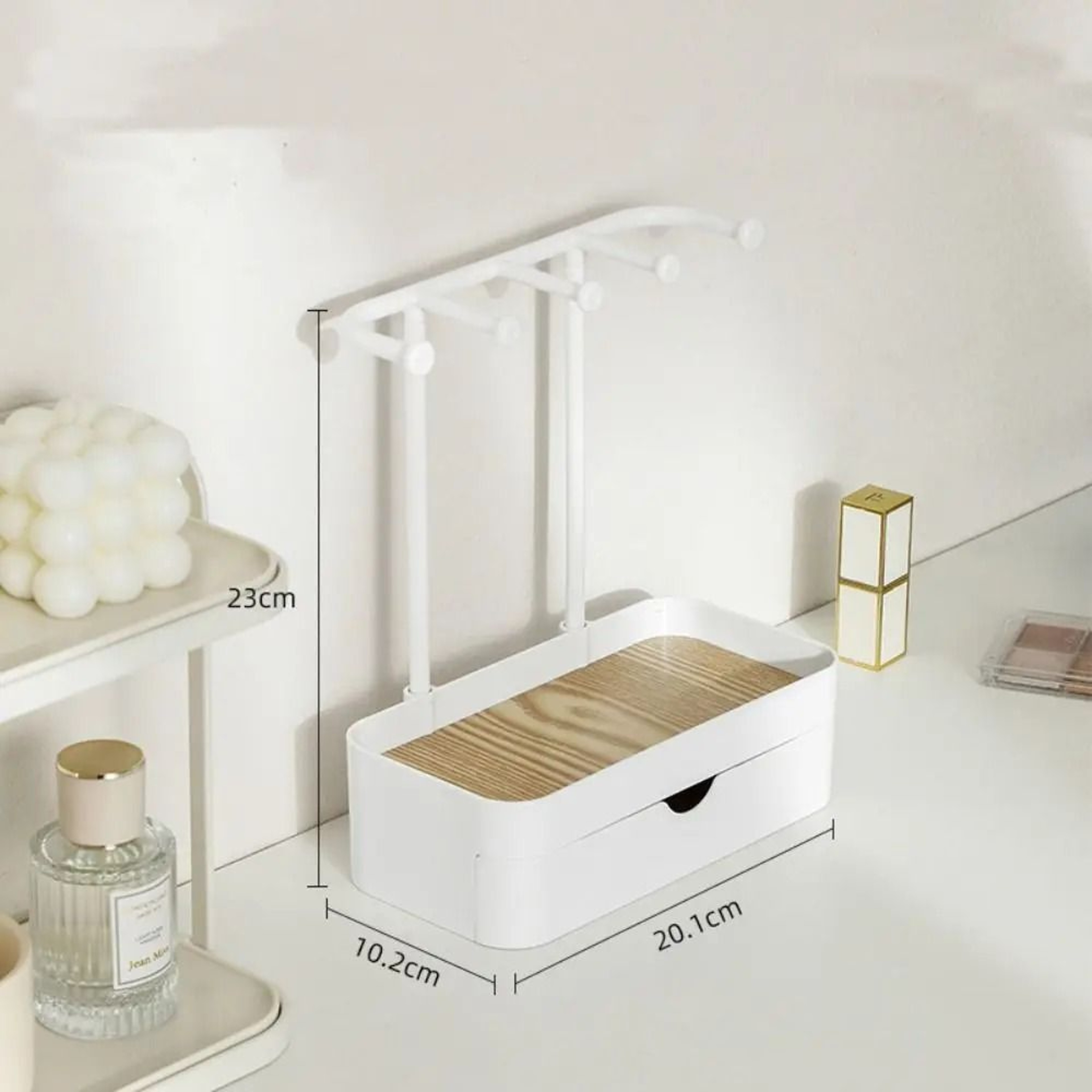 Jewelry Display Rack With Storage Box  Integrated Accessory Hub  HighYield Organization Interaction 7