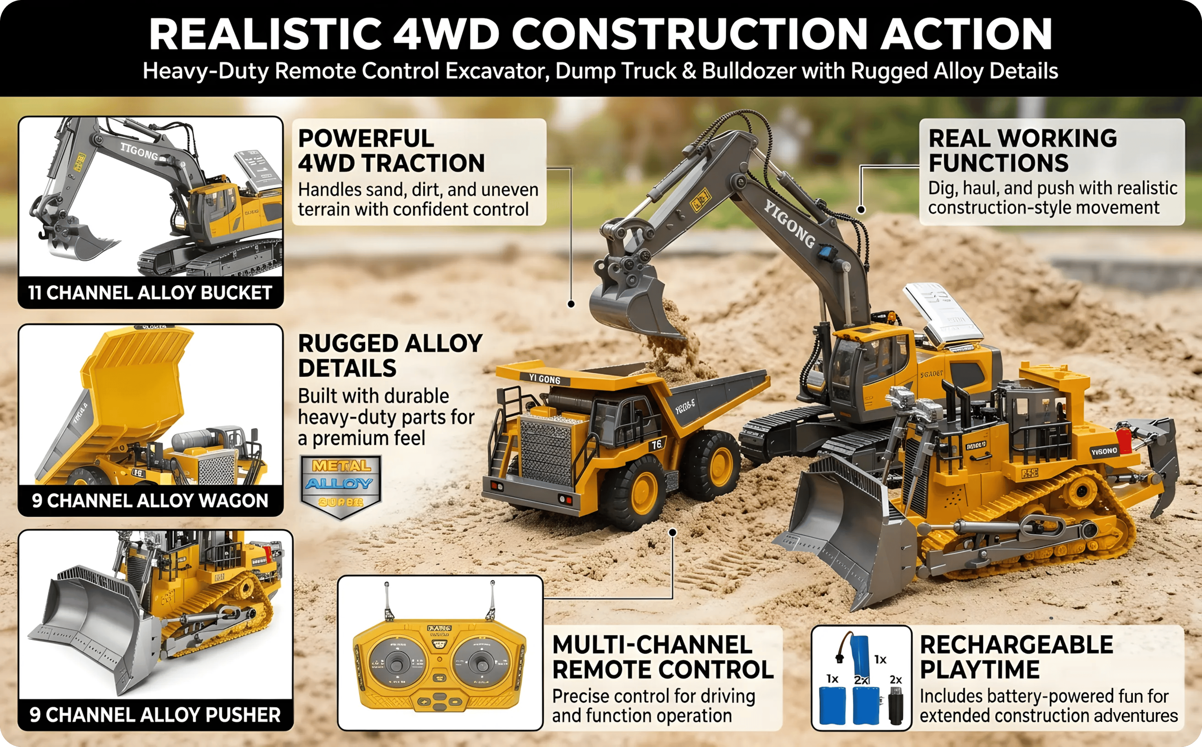 4WD Heavy-Duty Remote Control Construction Vehicle – view 18