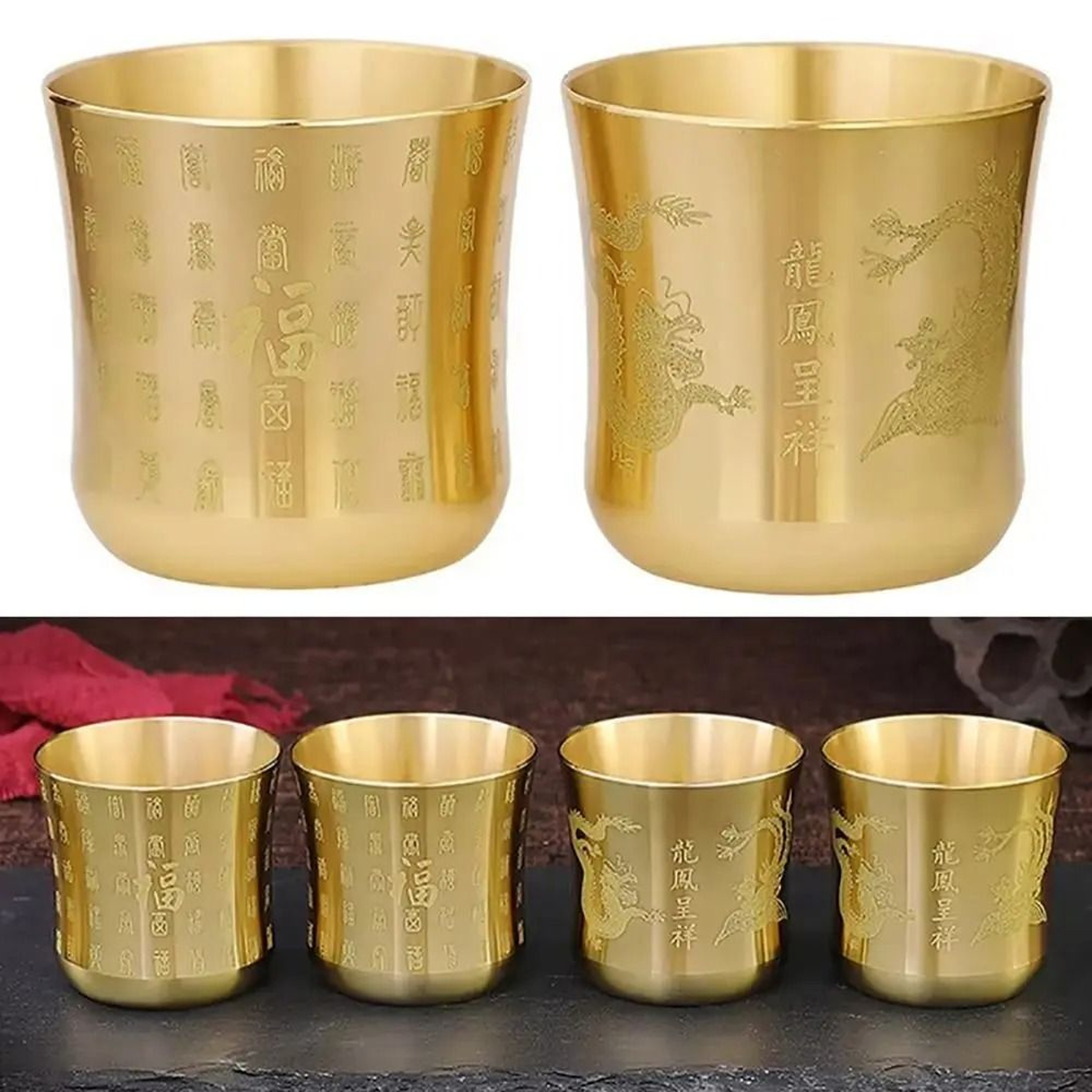 Wealth Attracting Brass Tea Cup  24 In Polished Baifu Cornucopia  HighYield Prosperity Interaction  0
