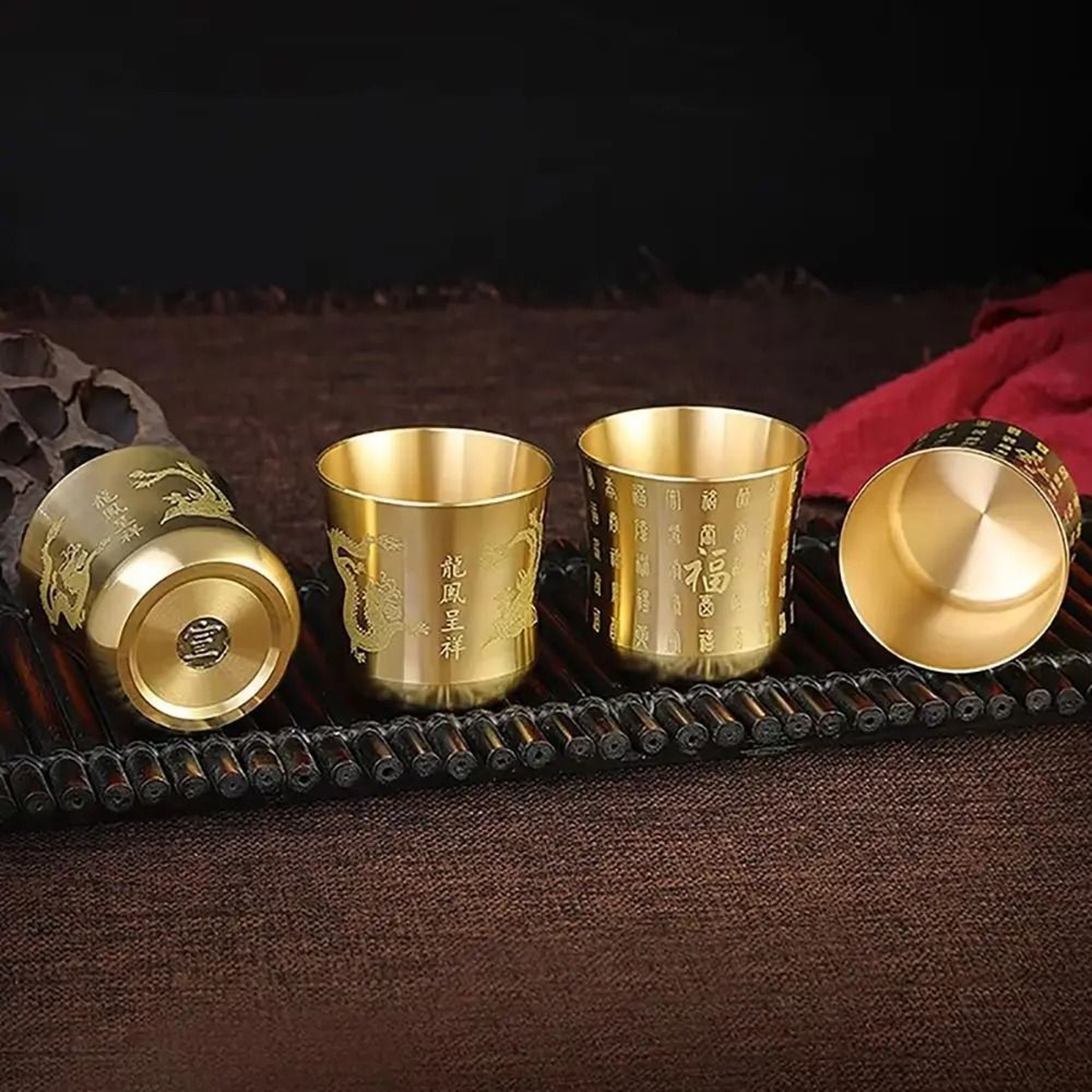 Wealth Attracting Brass Tea Cup  24 In Polished Baifu Cornucopia  HighYield Prosperity Interaction  1