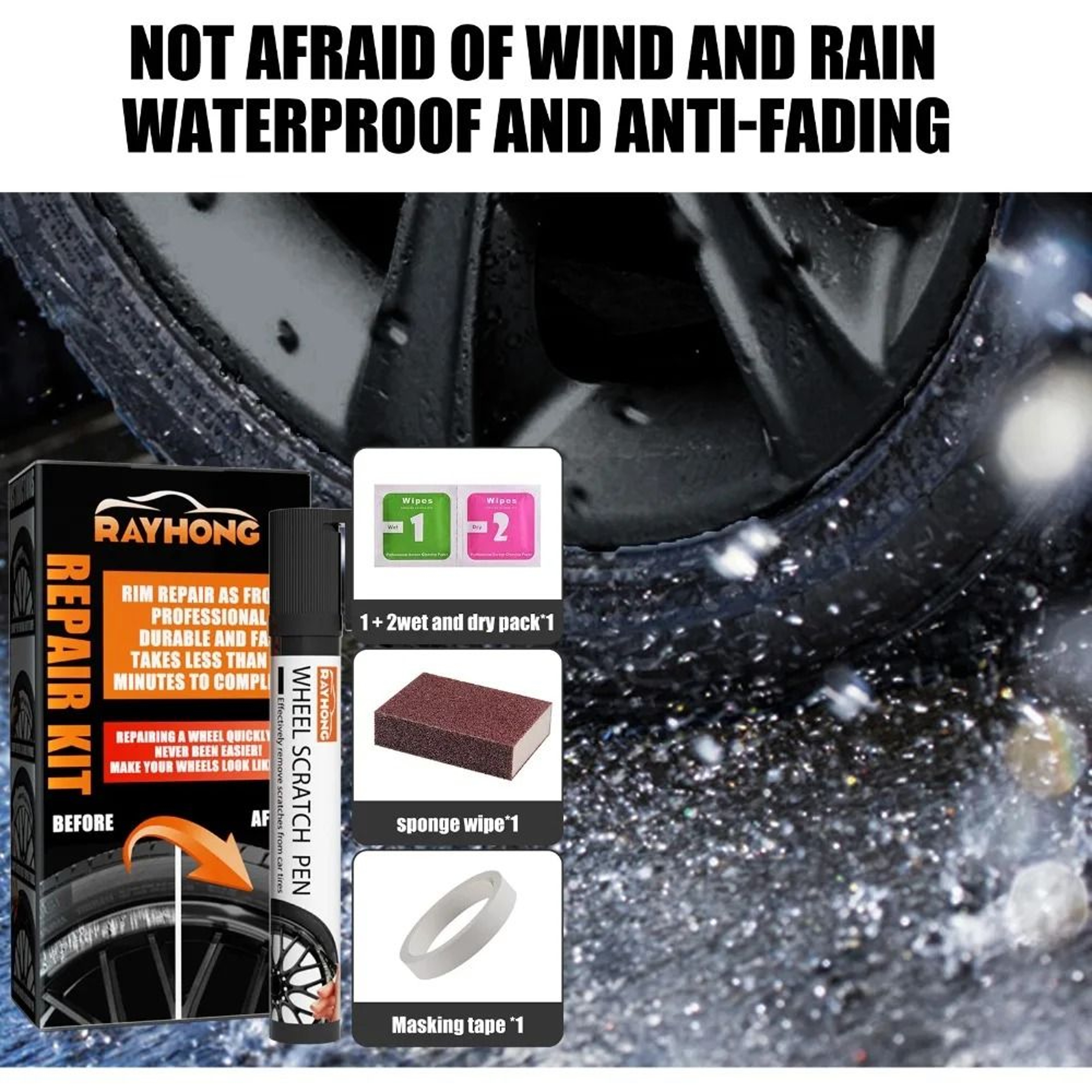Universal Alloy Wheel Repair Kit  Portable DIY Scratch Paint Fix  HighYield Automotive Interaction  2